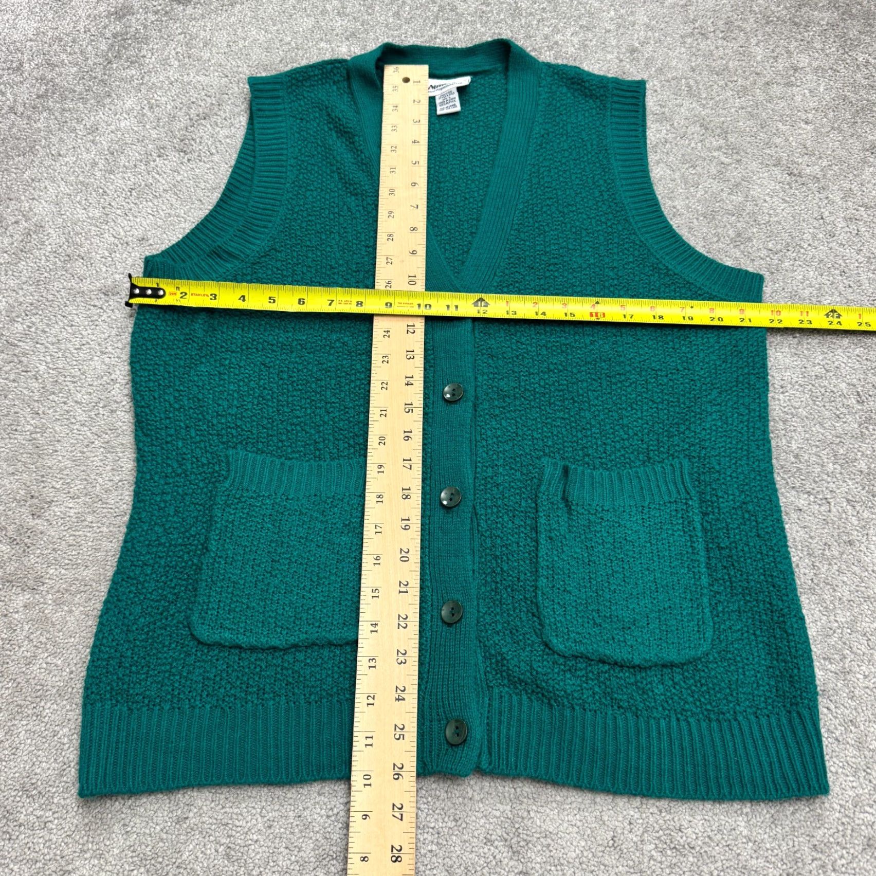 Vintage National Sweater Vest Women L Green Acrylic Button Front V-Neck Knit Size L / US 10 / IT 46 - 7 Thumbnail