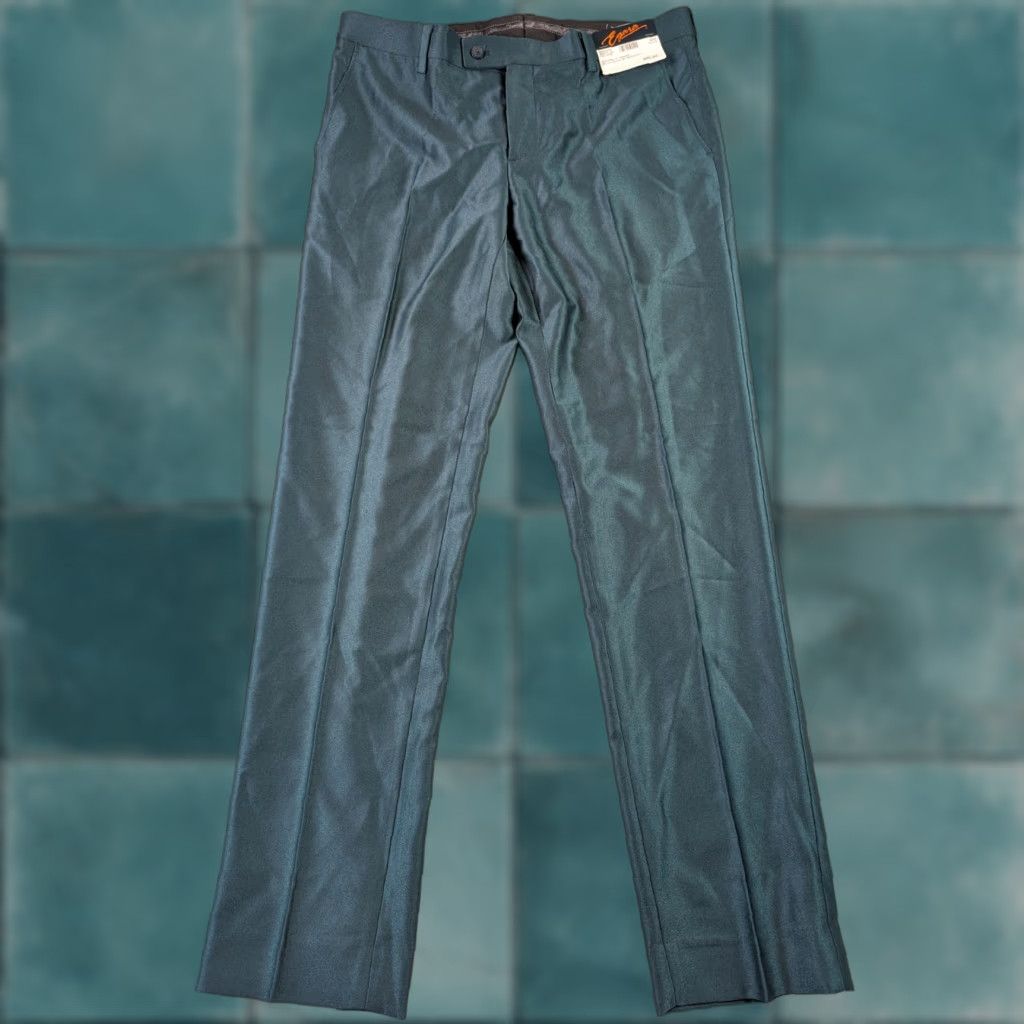 Egara Egara Pants Men 29x30 Emerald Skinny Flat Front Dress Stretch Trousers Pants Mens Slim Fit Green 29 Inseam 30in Solid Stretch Wear Size US 29 - 1 Thumbnail