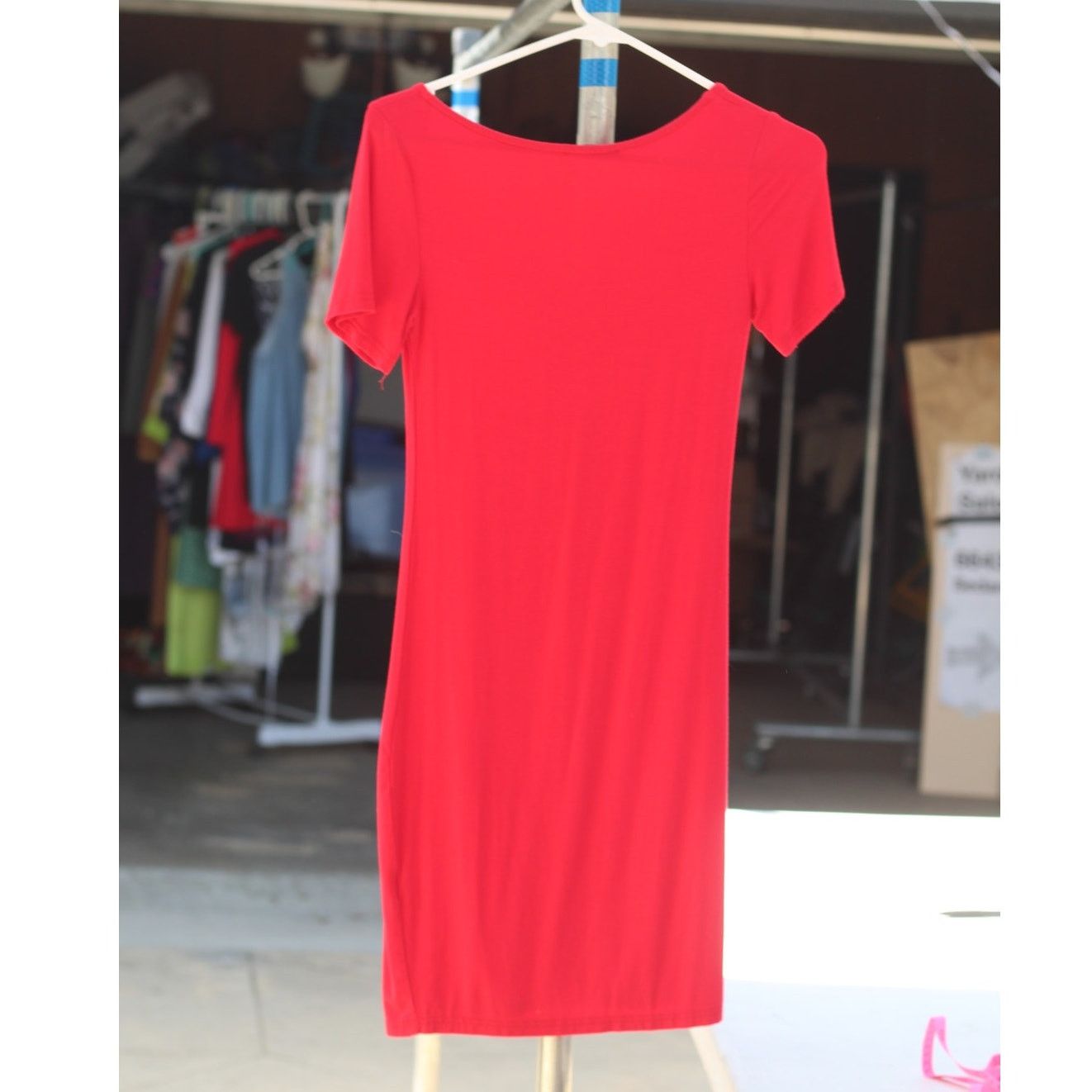 Shein Red Short Sleeve Shein XS Mini Dress - Rayon Comfort Size XS / US 0-2 / IT 36-38 - 2 Thumbnail