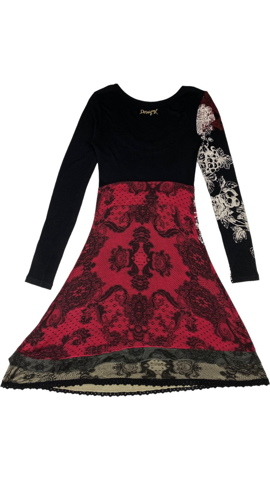 Desigual 🔥LASTDROP🔥 Gothic Bloody Florals Velour Viscose Guipure Size S / US 4 / IT 40 - 2 Thumbnail