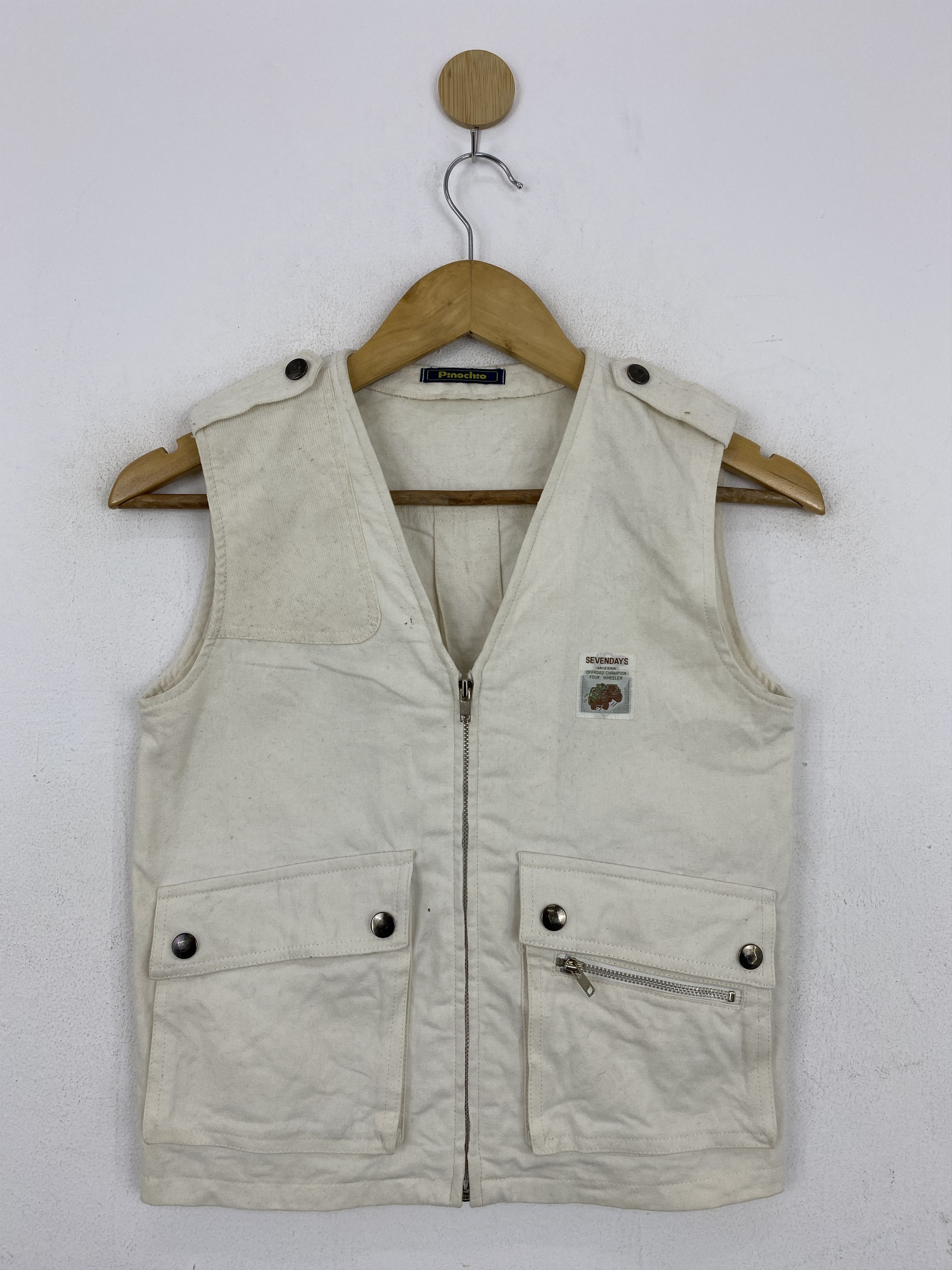 Japanese Brand Vintage Pinochio Seven Days Tactical Pocket Vest Size US XXS / EU 40 - 1 Thumbnail