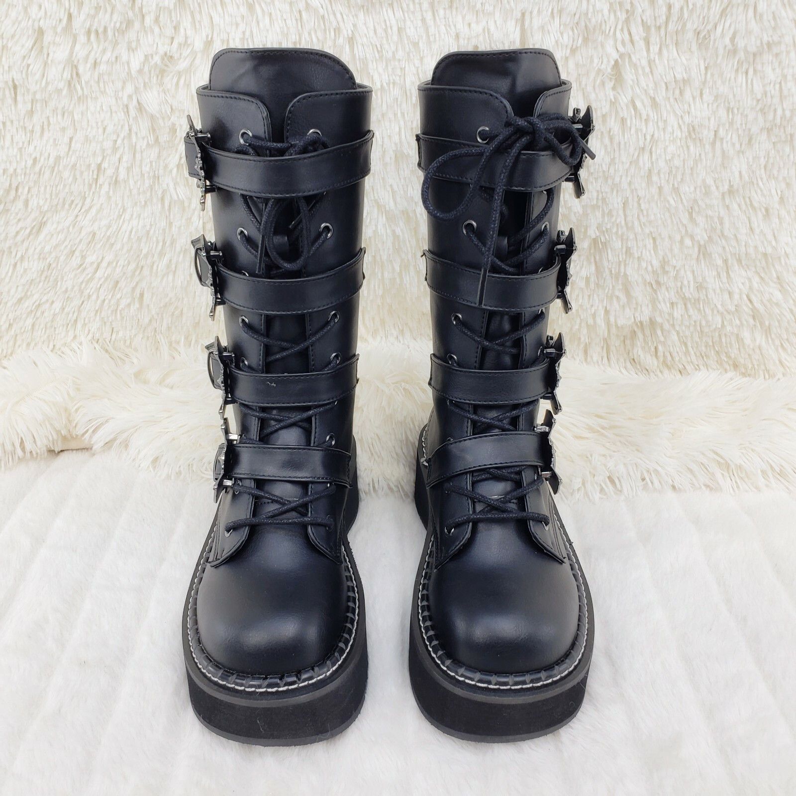 Demonia Cult DEMONIA Emily 322 Black Matte 2" Platform Bat Buckle Combat Size US 11 / IT 41 - 8 Thumbnail