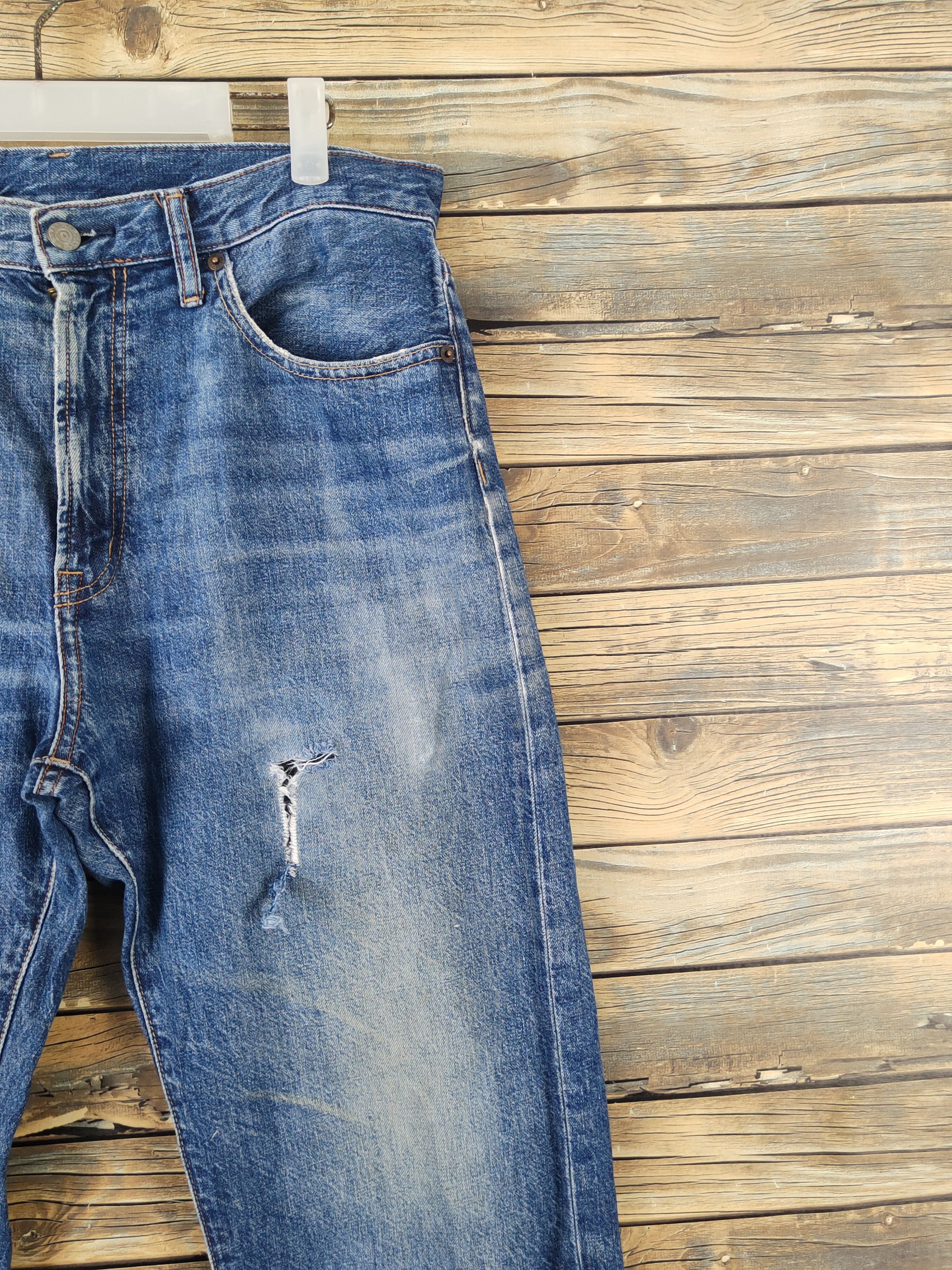 GU GU Dark Blue Distressed Ripped denim Jeans #W1873 Size US 33 - 5 Thumbnail