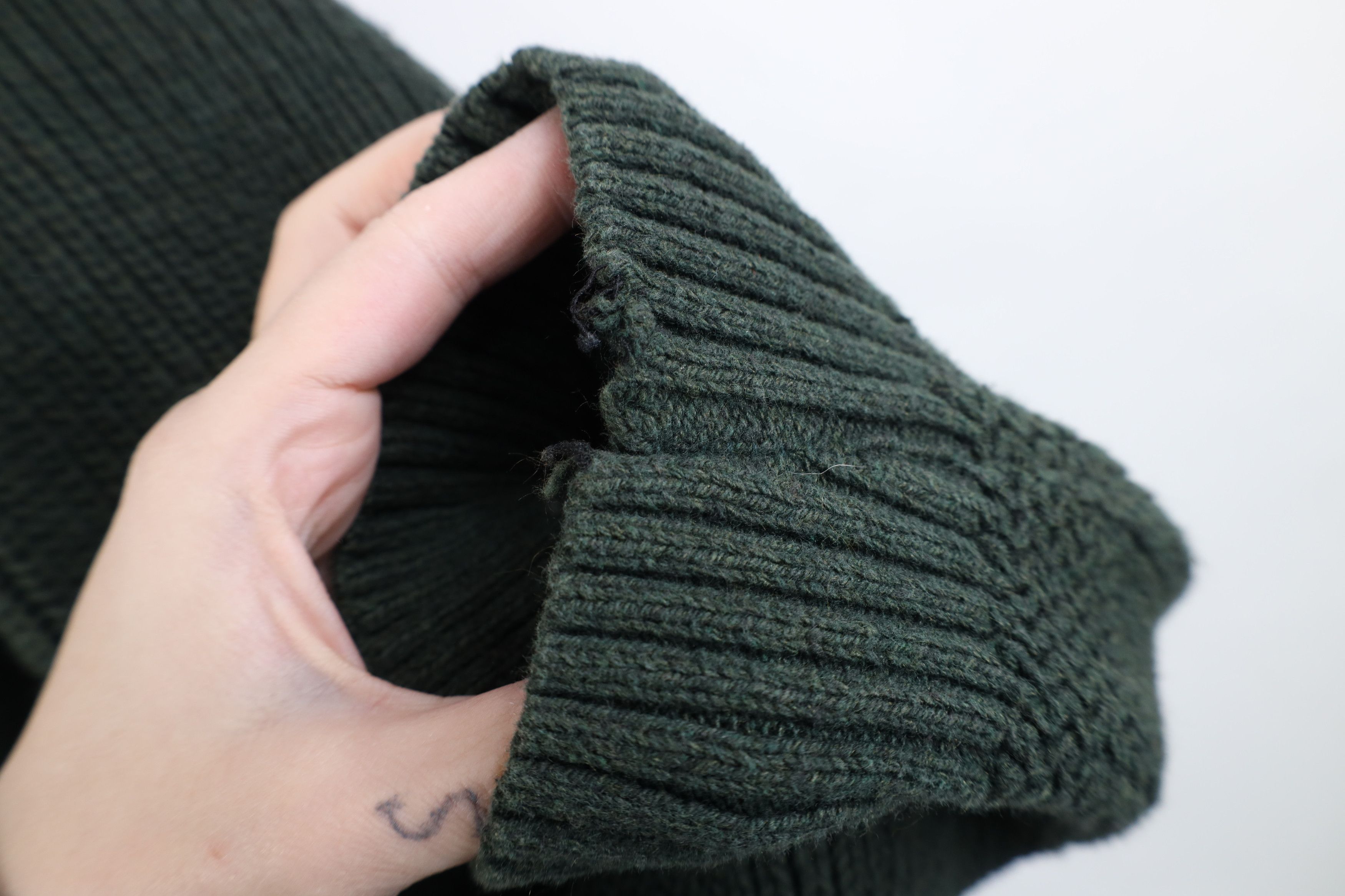 Vintage Vintage 90s Streetwear Ribbed Knit Henley Sweater Green USA Size US L / EU 52-54 / 3 - 10 Thumbnail