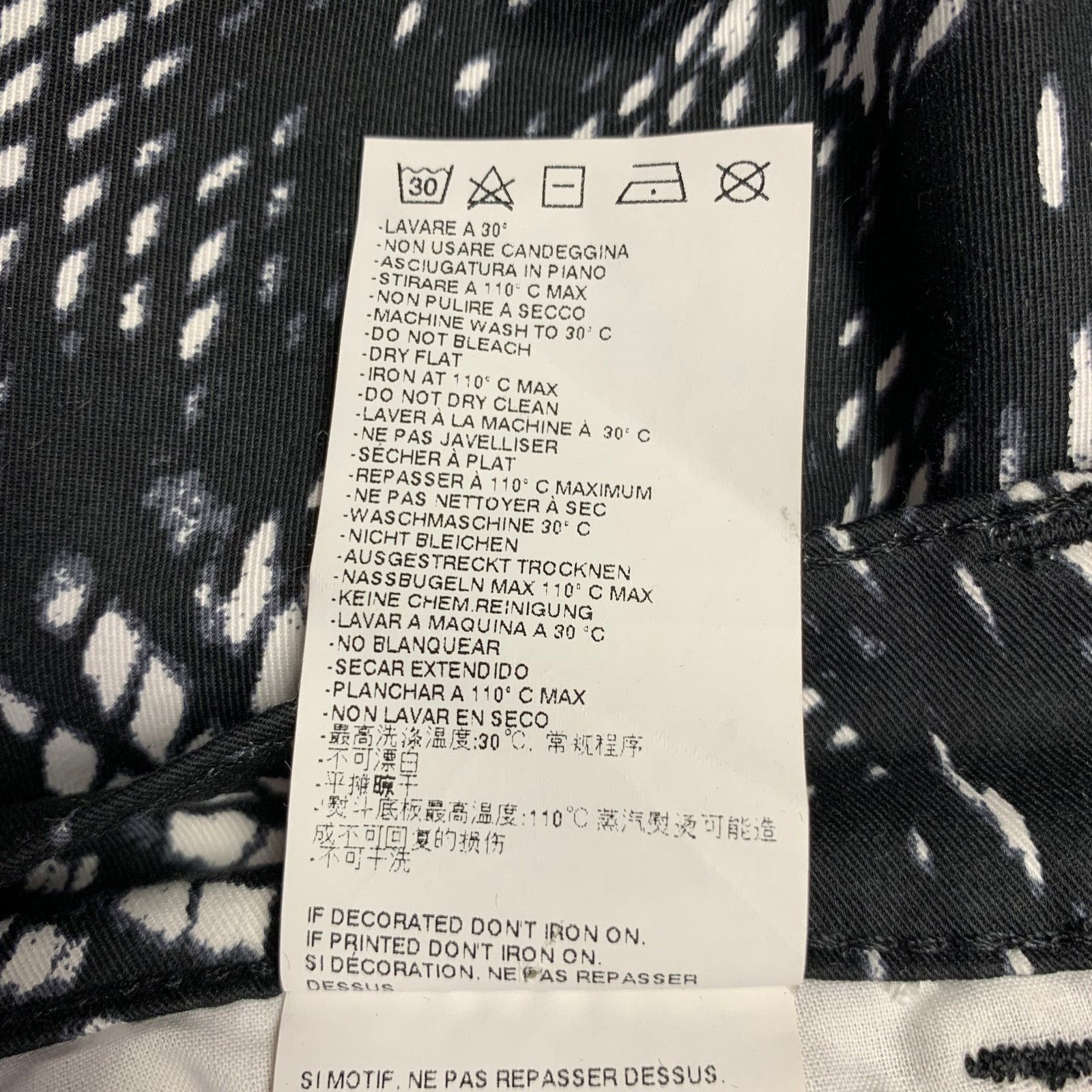 Maison Margiela Size 4 Black White Cotton Blend Print Casual Pants Size 27" / US 4 / IT 40 - 6 Thumbnail