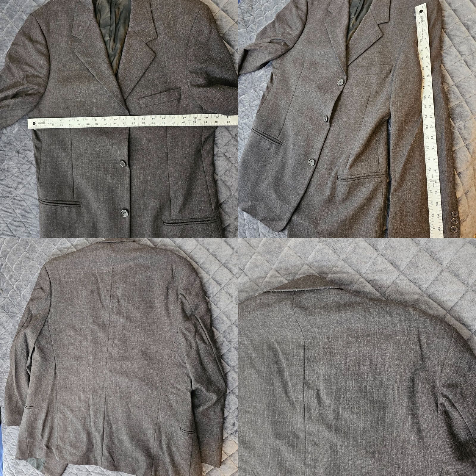 DKNY DKNY Blazer Jacket Mens 42R Wool Ventless 3 Button Formal Italian Charcoal Gray Suit Coat Regular Notch Lapel Single-Breasted Chest 42 Vintage? No Size 42R - 8 Thumbnail
