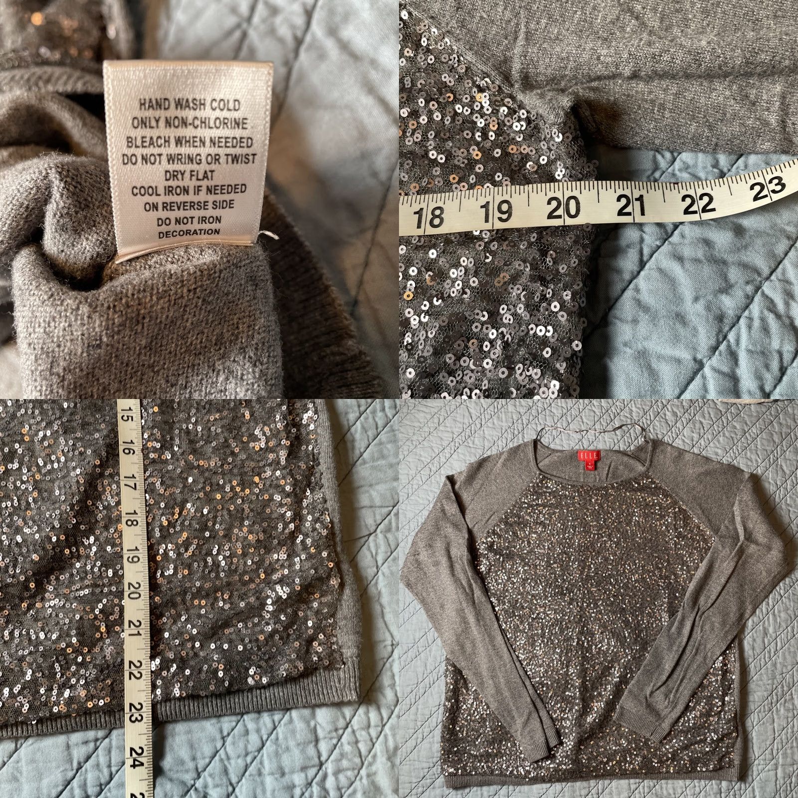 Vintage VINTAGE ELLE Sequin Front Pullover Sweater Gray Knit XL Women Raglan Long Sleeve Crew Neck 90s Grunge Fairy Holiday Size XL / US 12-14 / IT 48-50 - 8 Thumbnail