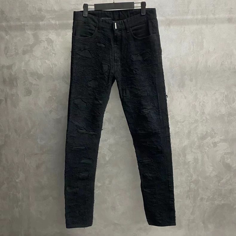 Givenchy Black Distressed Logo Jeans - dmc