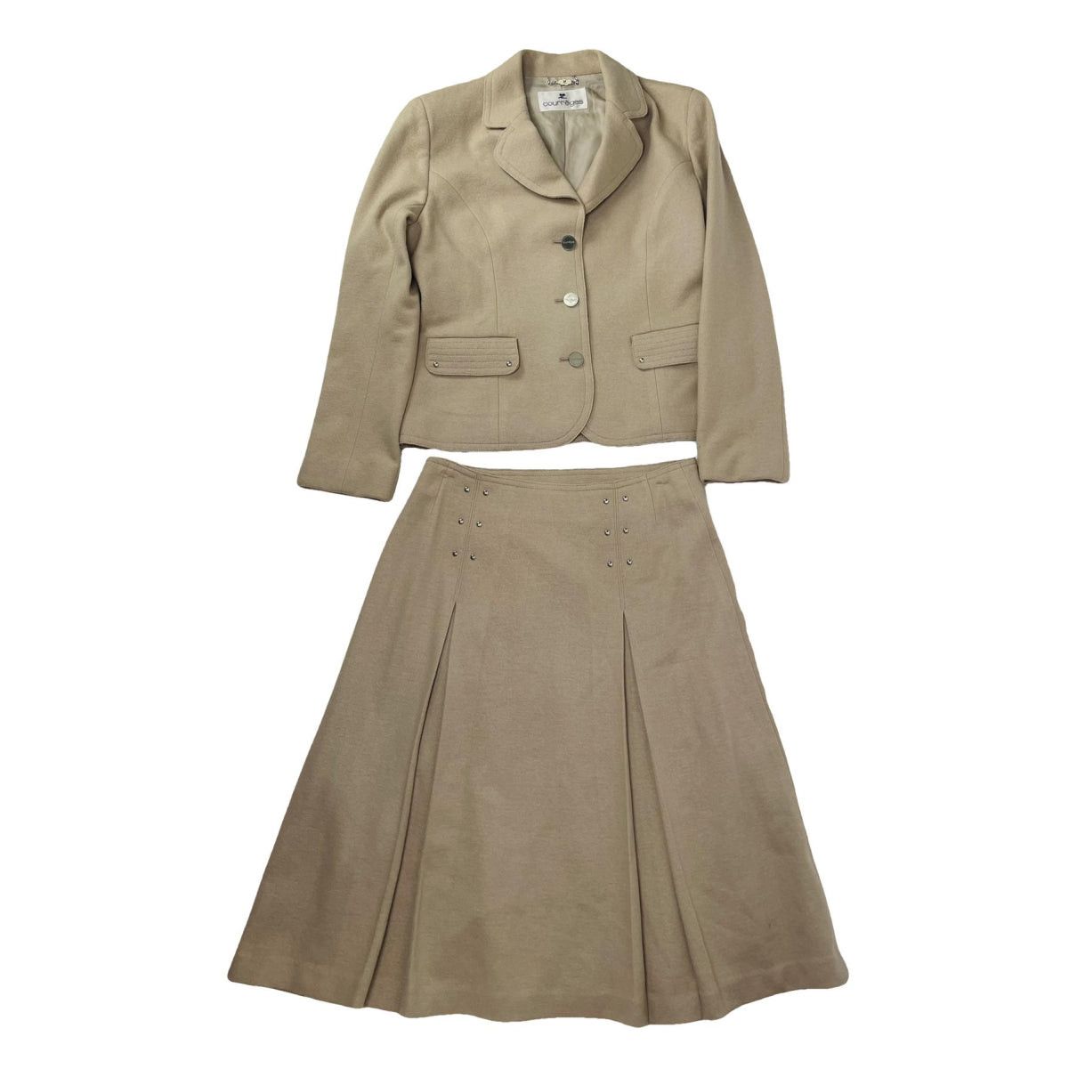 Courreges Courrèges Beige Wool Coat Size S / US 4 / IT 40 - 1 Thumbnail