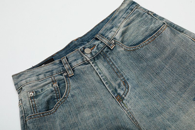 Jean Men's ripped straight blue vintage washed distressed jeans Size US 34 / EU 50 - 3 Thumbnail