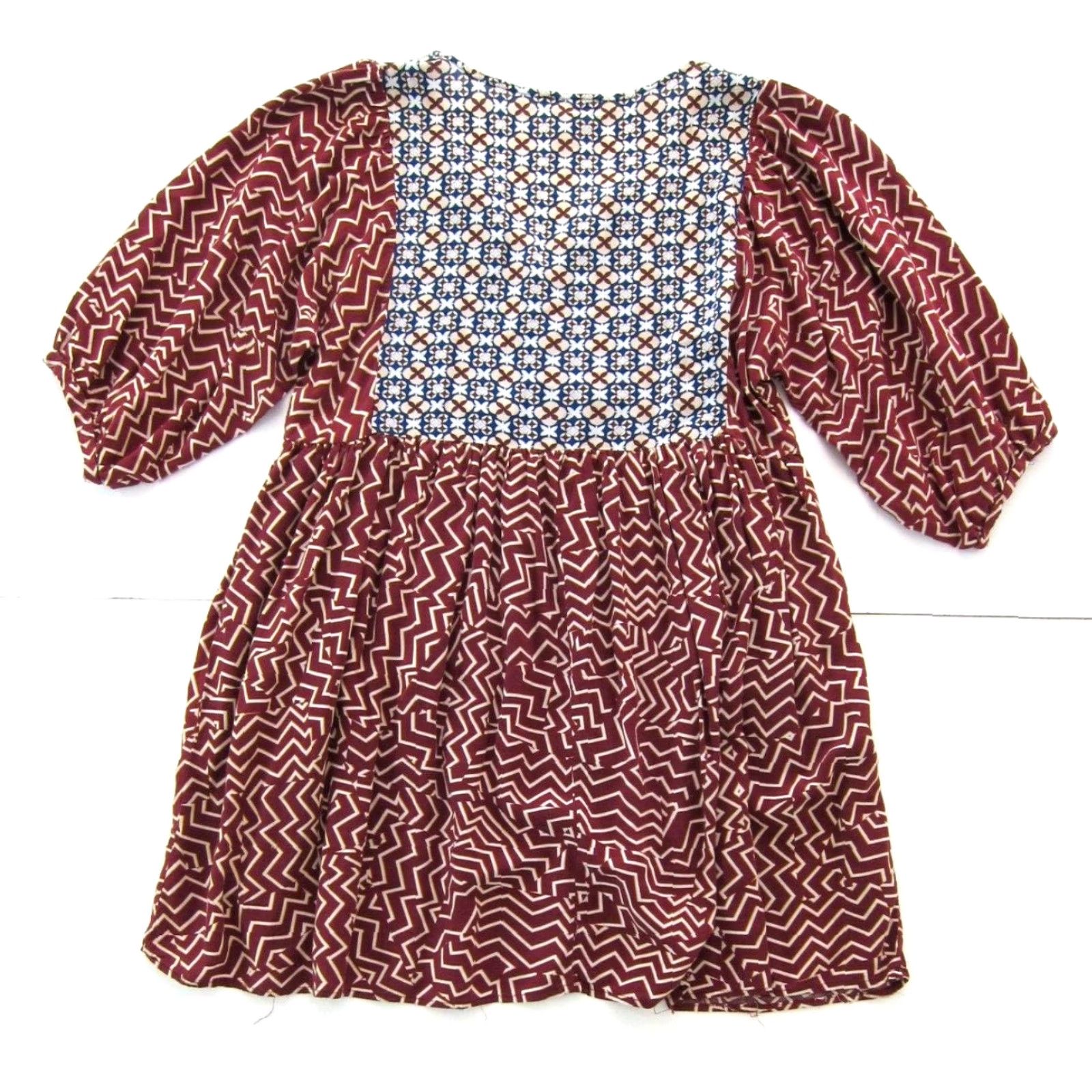 Vintage Hayden Los Angeles 100% Rayon Red Floral Geometric Tunic Smock Dress L - Vintage? (No) Size L / US 10 / IT 46 - 2 Thumbnail