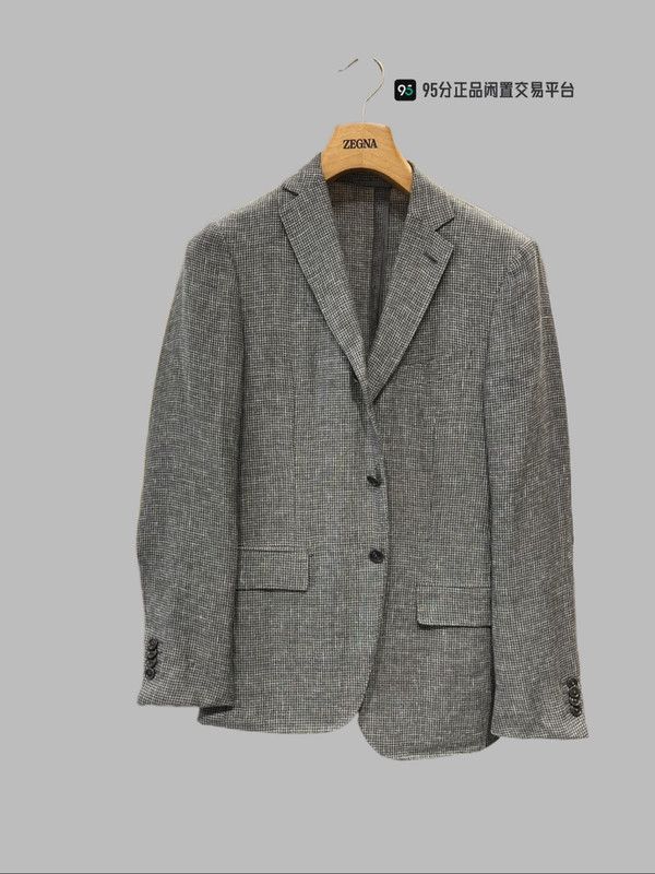 Other Zegna Men's Houndstooth Linen Wool Silk Suit. Size US M / EU 48-50 / 2 - 4 Thumbnail