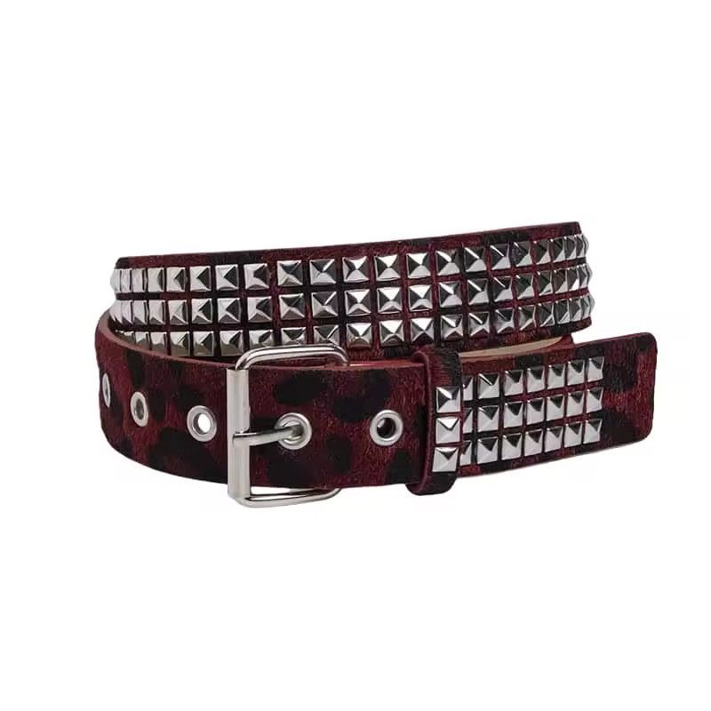 Japanese Brand Y2k grunge skate cheetah leopard print studded belt Size 34 - 1 Thumbnail
