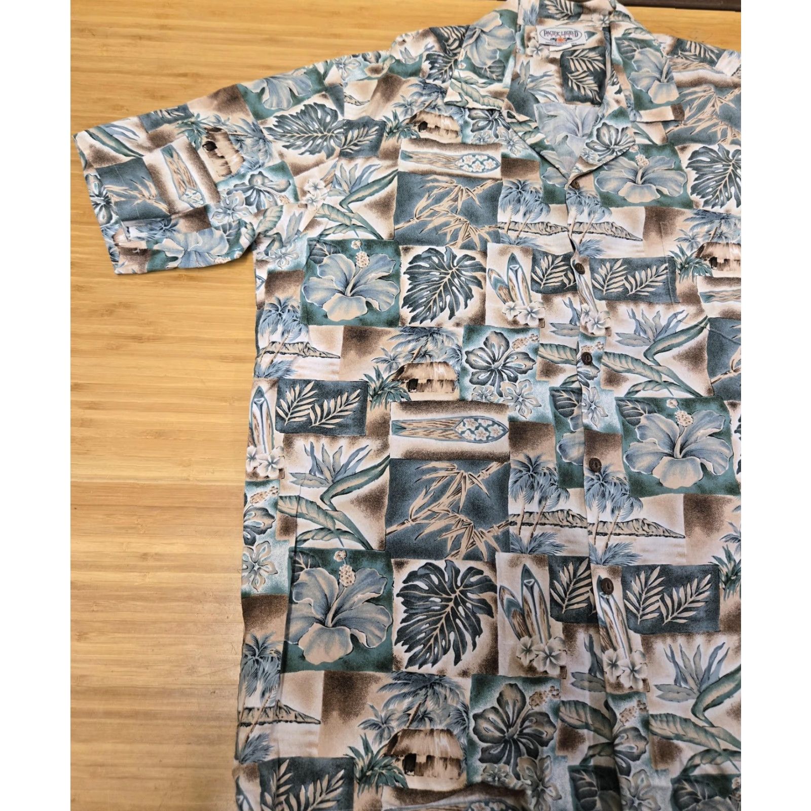 Vintage Pacific Legend Shirt Mens XL Blue Hawaiian Aloha Tropical Button Up Made USA Size US XL / EU 56 / 4 - 4 Thumbnail