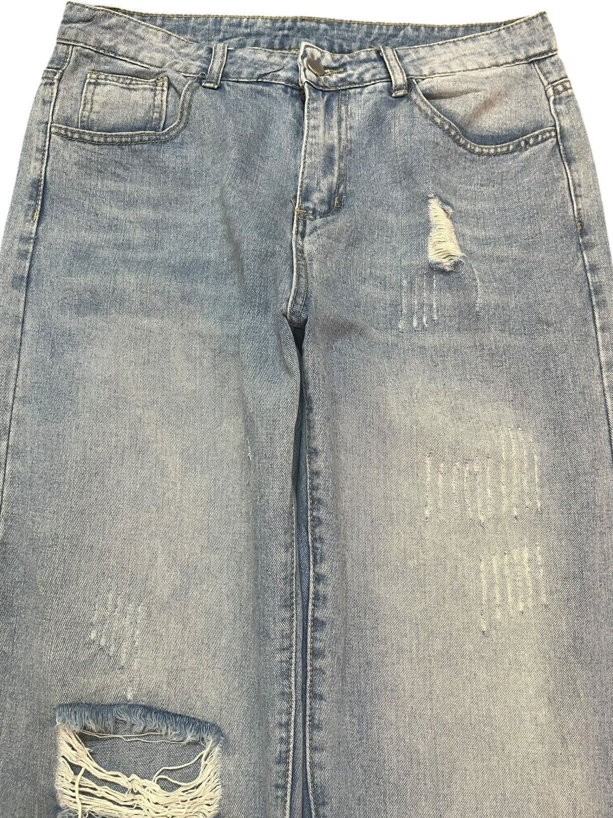 Shein Shein Wide Leg Baggy Grunge Distressed Denim Size US 33 - 2 Thumbnail