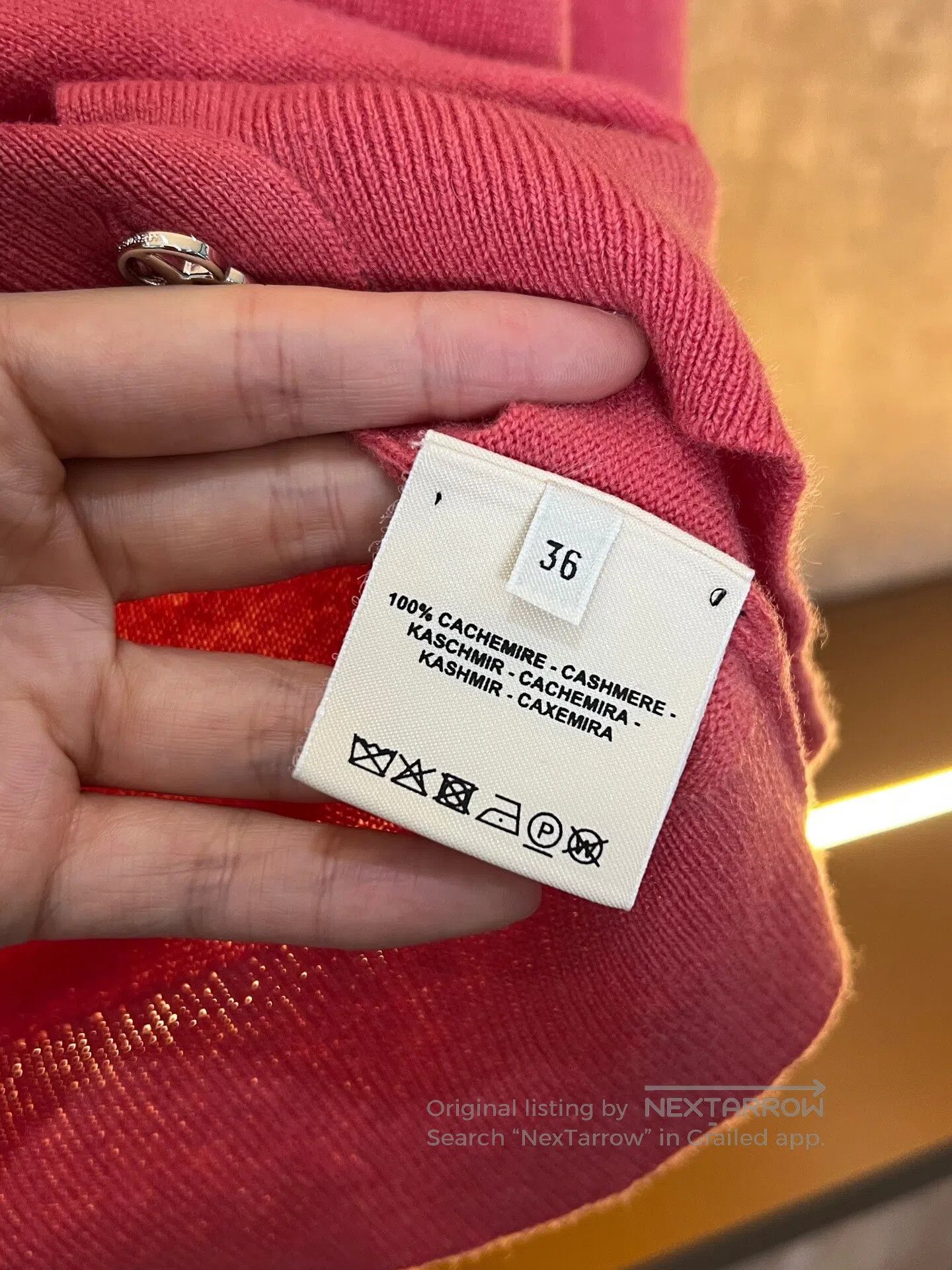 Hermes Hermes Pink Pig Nose Button Cashmere Cardigan| Size XS / US 0-2 / IT 36-38 - 5 Thumbnail