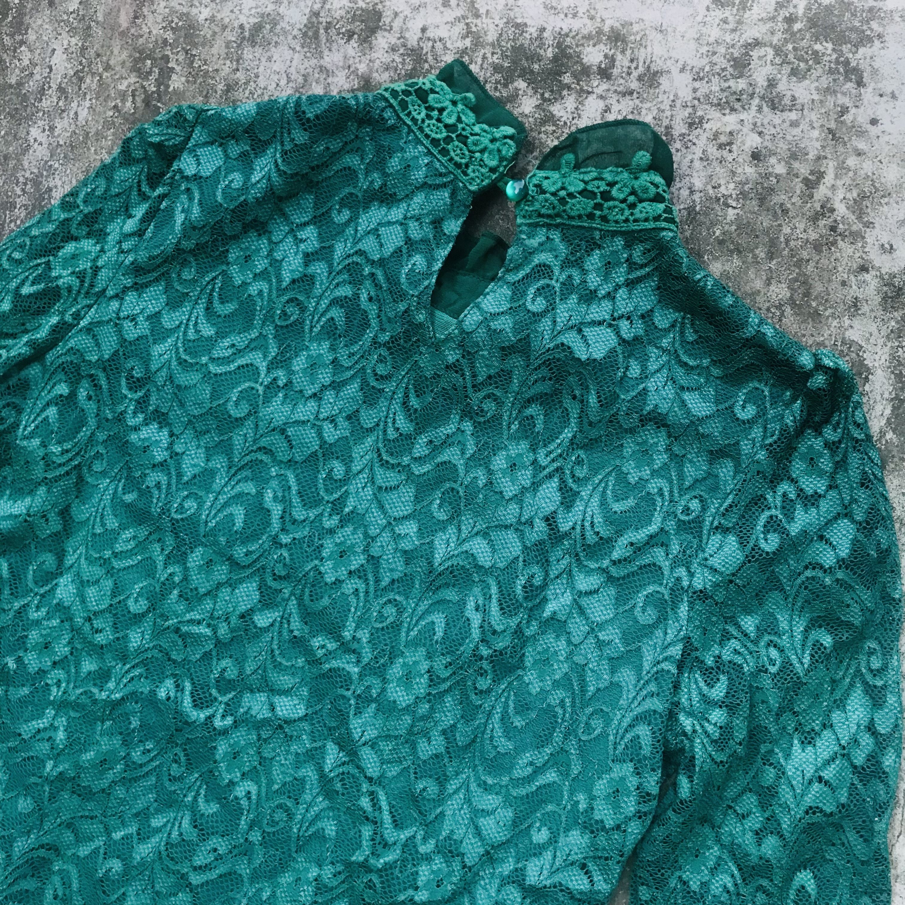 Japanese Brand × Vintage Japanese Monochrome Jade Lace Blouse Size M / US 6-8 / IT 42-44 - 7 Thumbnail