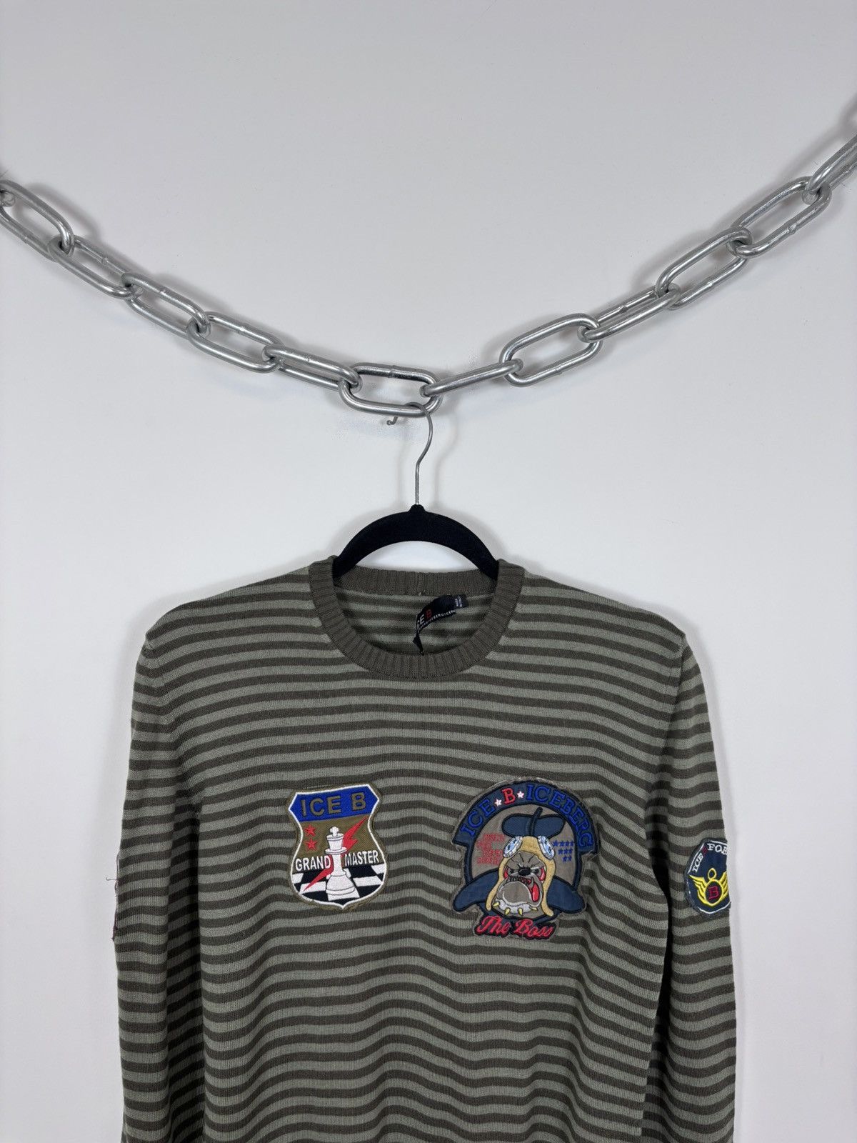 Iceberg Vintage Ice B Iceberg Men’s AirForce Khaki Wool Sweater Size US S / EU 44-46 / 1 - 2 Thumbnail
