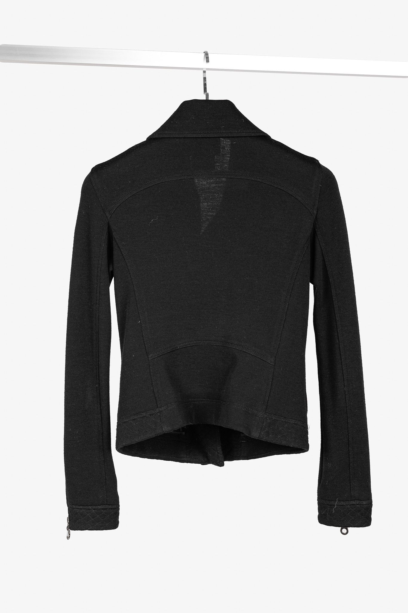 Chanel Chanel Black Wool Quilted Moto Jacket Size XS / US 0-2 / IT 36-38 - 2 Thumbnail