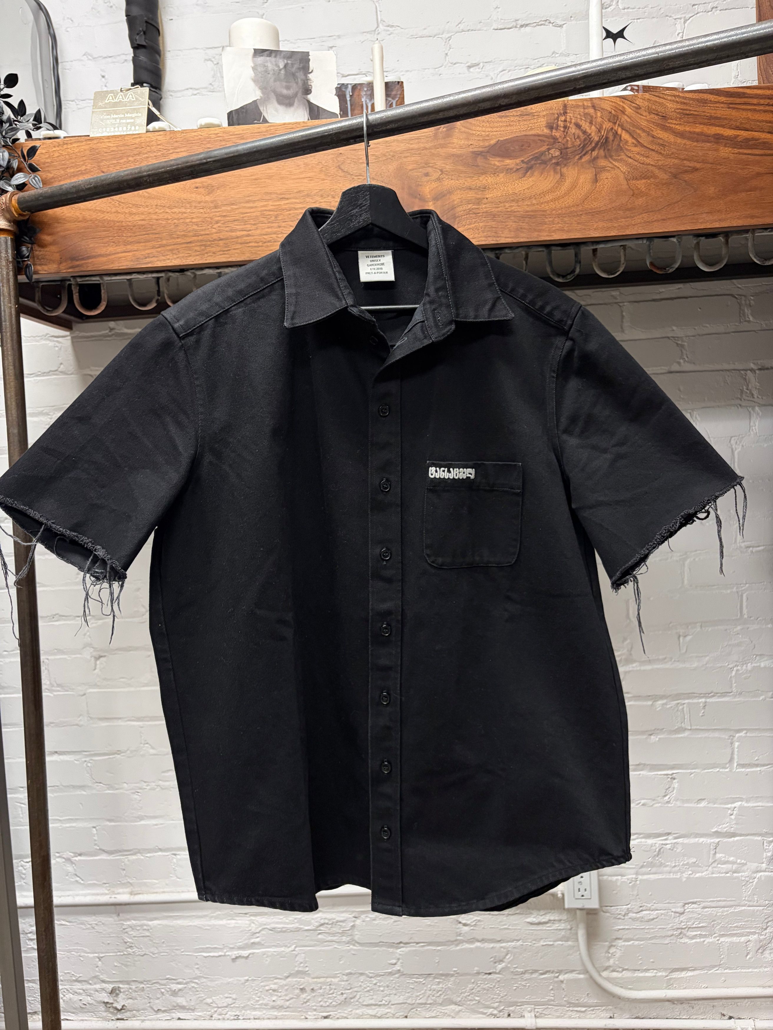 Vetements SS2019 Vetements ‘Forgive Us’ Distressed Denim Shirt Size US M / EU 48-50 / 2 - 1 Thumbnail