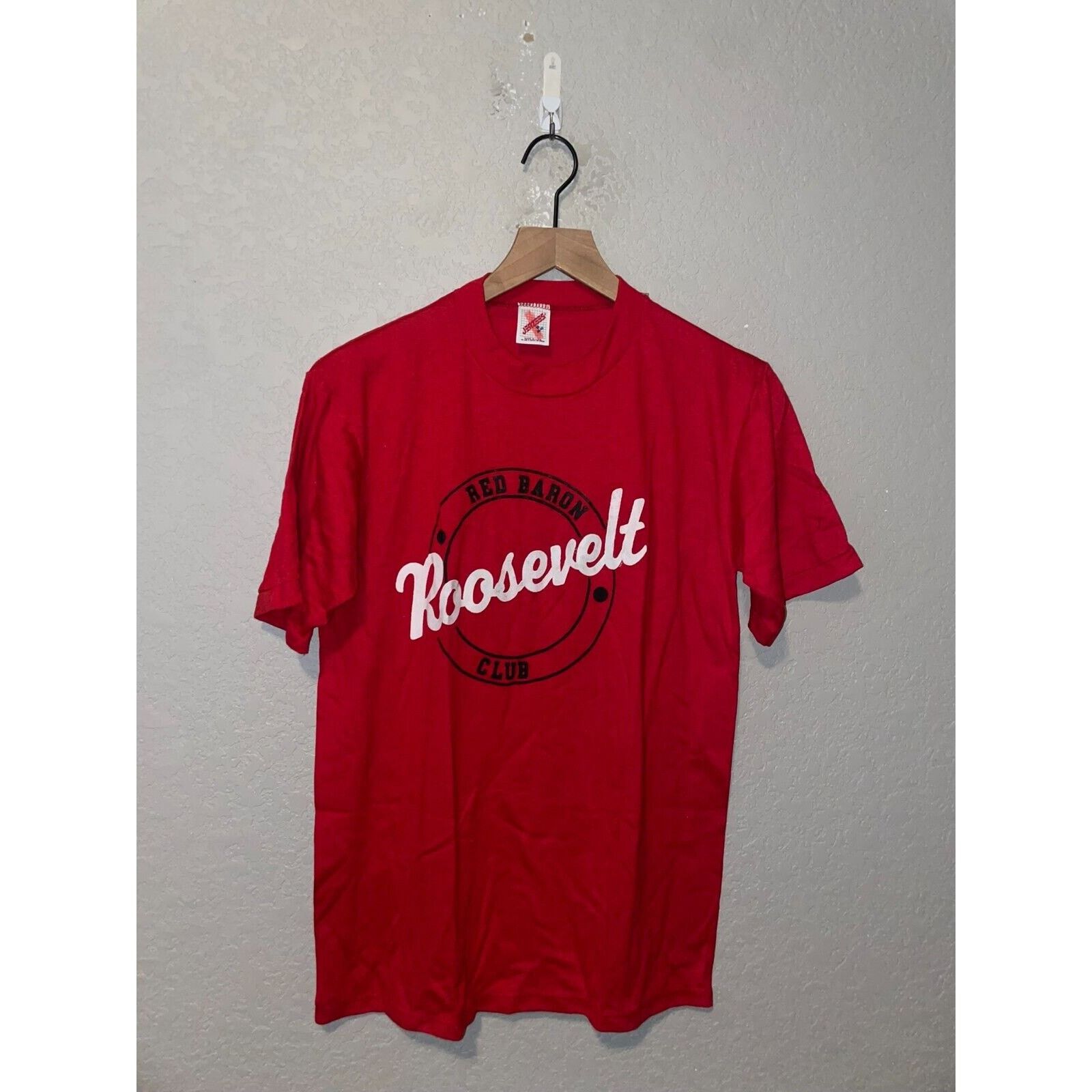 Jerzees Vintage Red Baron Shirt Club Roosevelt Red Tee 80s VTG 1980s Size US M / EU 48-50 / 2 - 1 Thumbnail