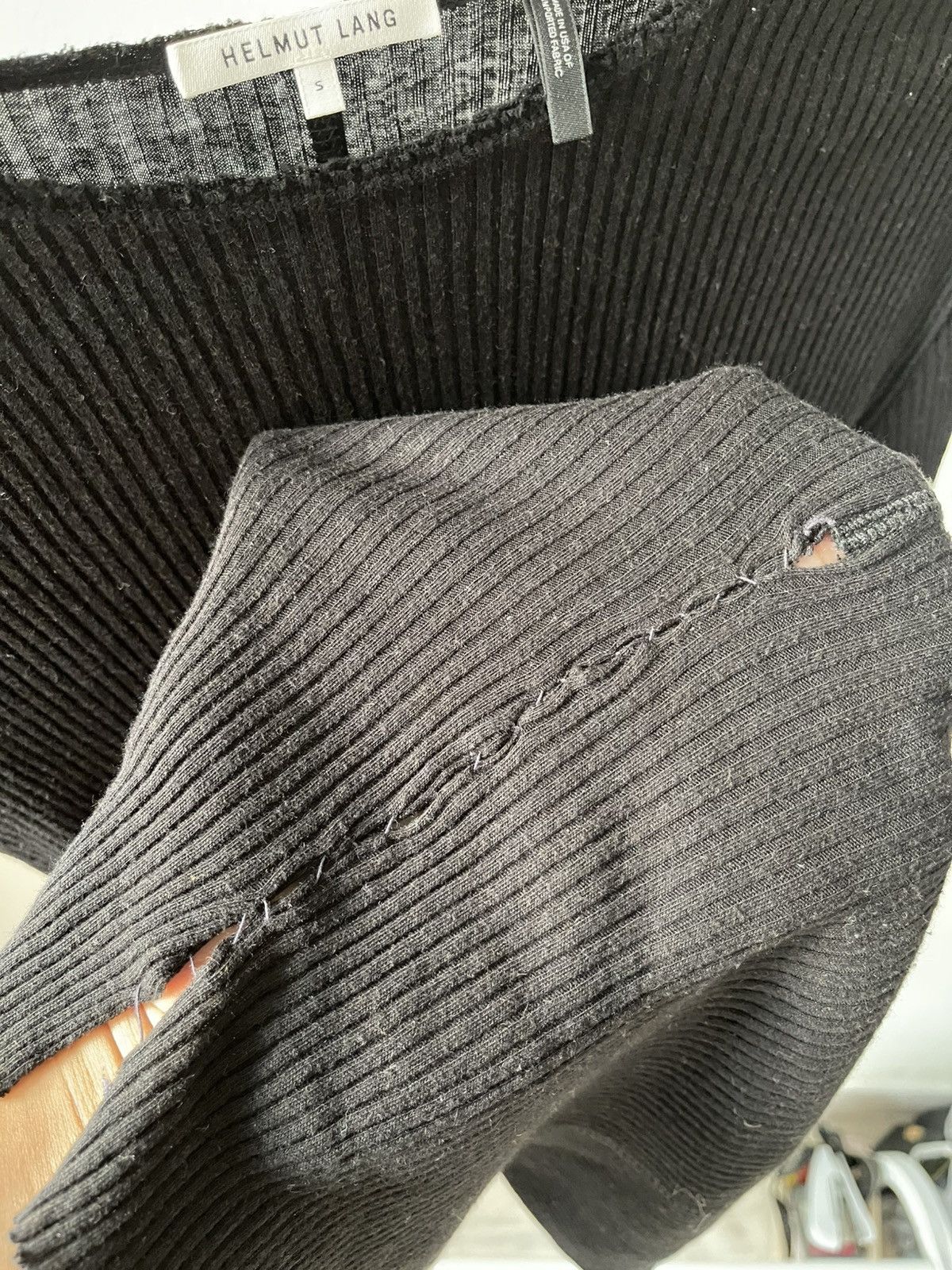 Helmut Lang 2000s Helmut Lang Stretch Knit Long Sleeve Size US S / EU 44-46 / 1 - 6 Thumbnail