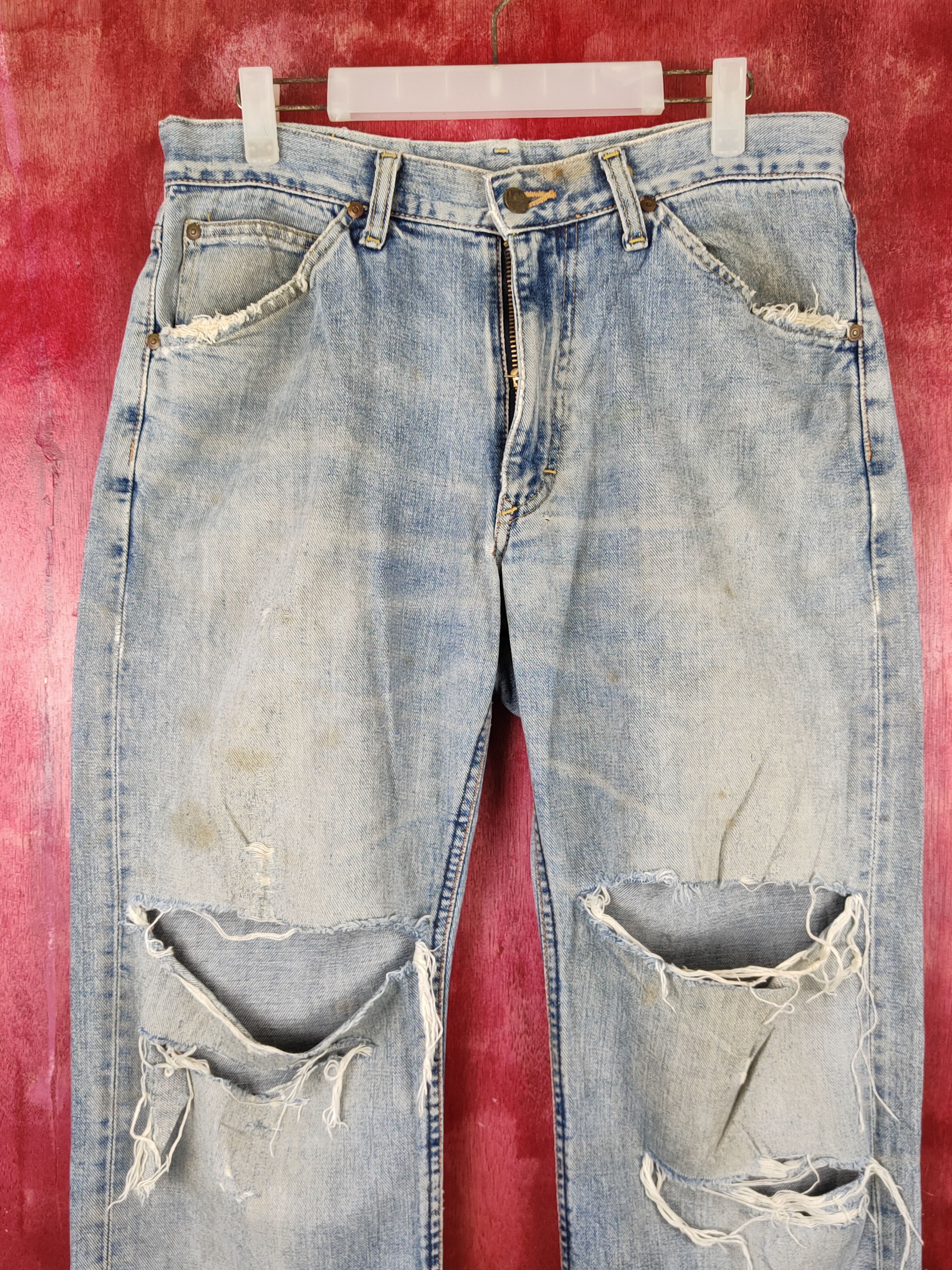 Japanese Brand Lee vintage Blue Distressed Ripped Jeans #S1694 Size US 32 / EU 48 - 2 Thumbnail