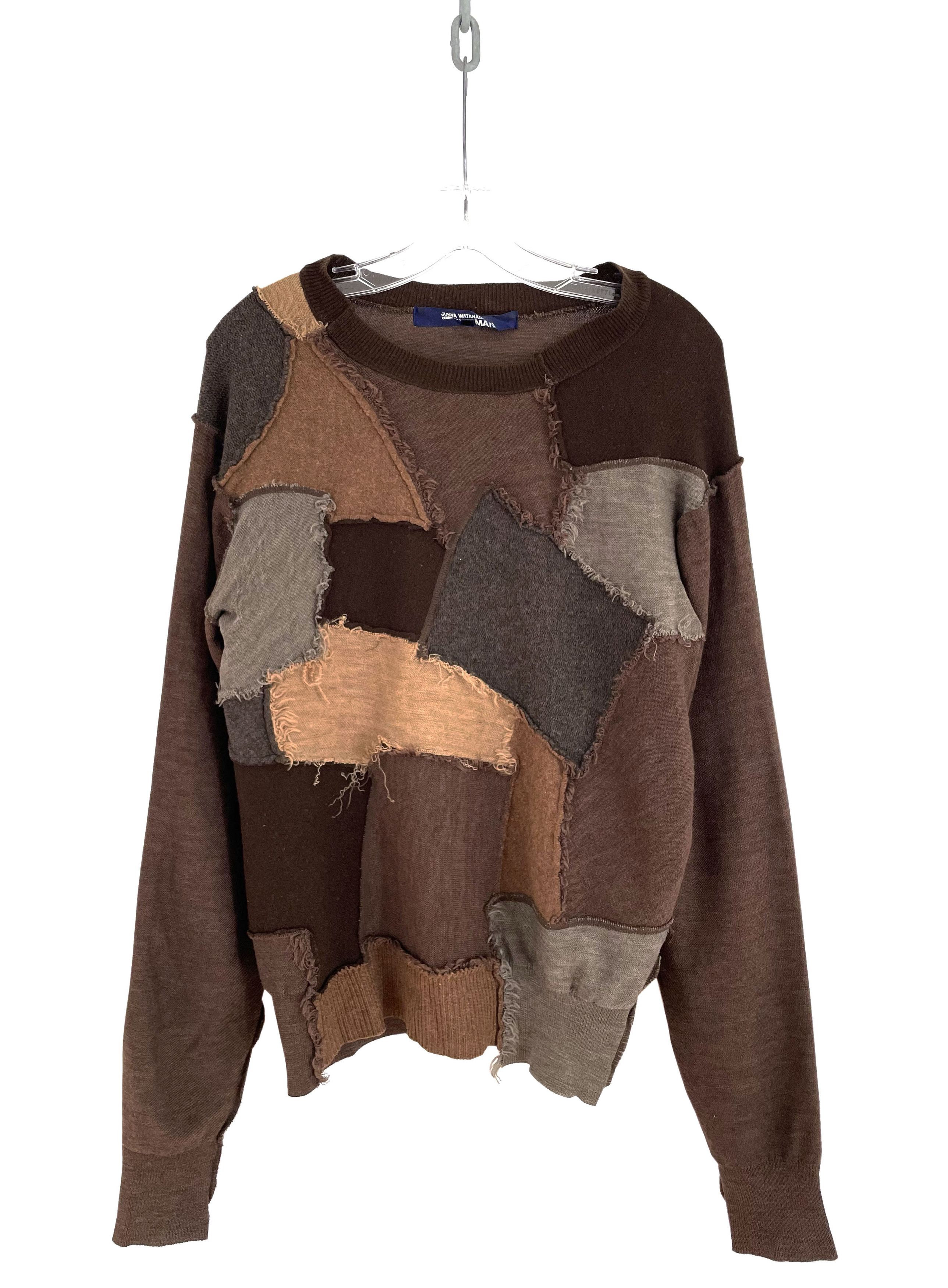 image of Junya Watanabe 2003 Patchwork Sweater in Brown, Men's (Size Medium)