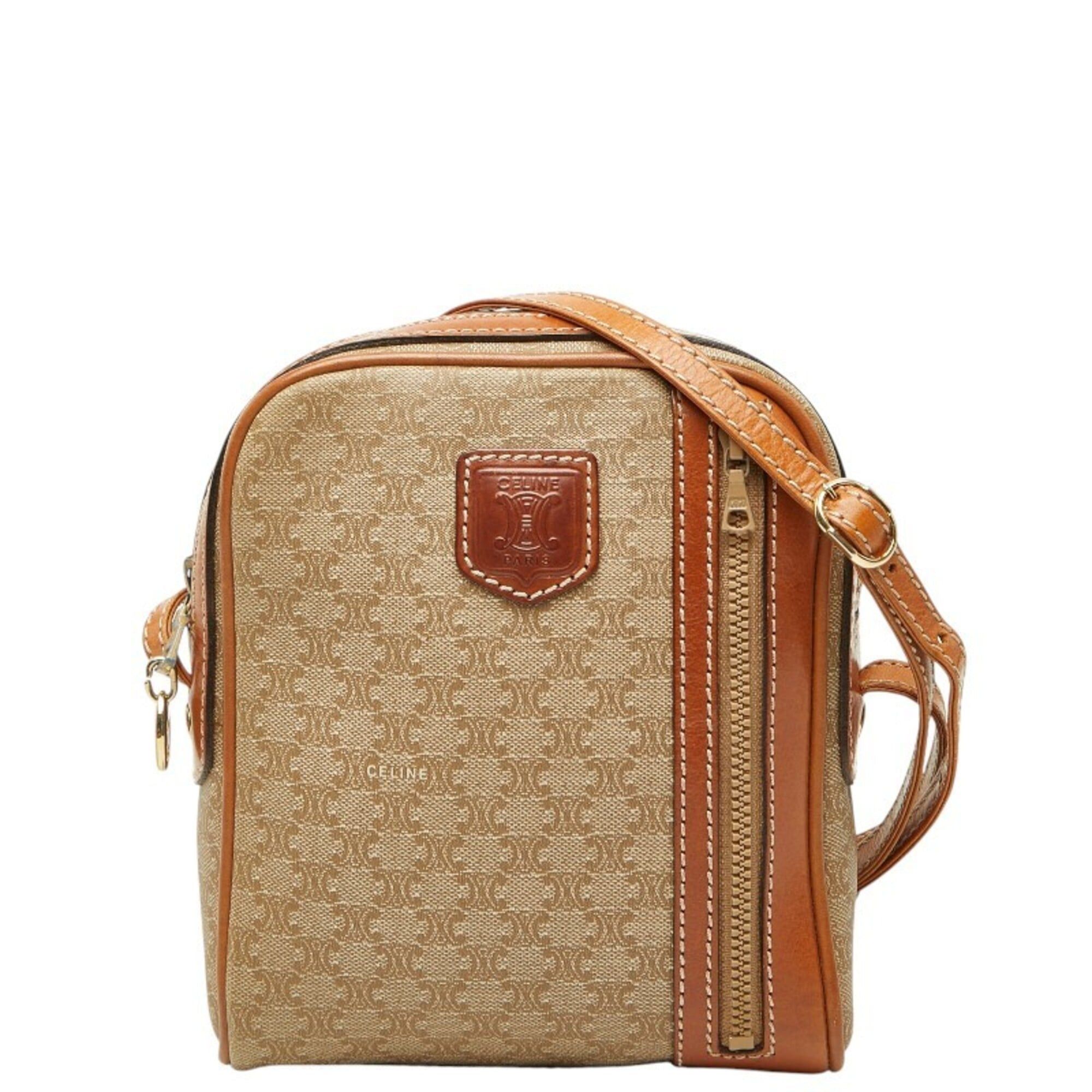 Celine Celine Macadam Crossbody Shoulder Bag/Pochette, Beige/Brown Leather, Women's CELINE Size ONE SIZE - 1 Thumbnail