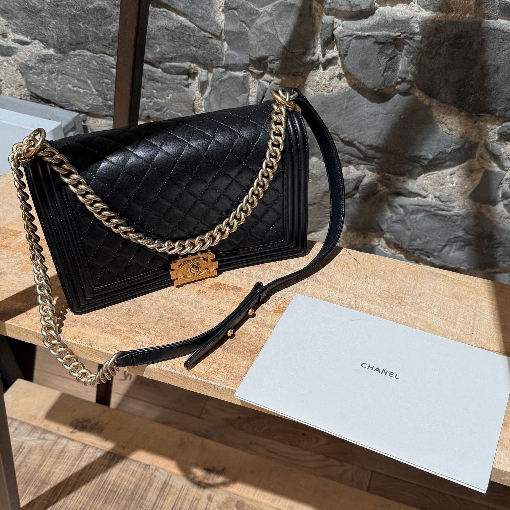 Chanel Chanel Black Lambskin GHW Large Boy Bag Size ONE SIZE - 21 Thumbnail