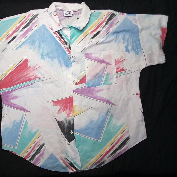 Vintage Vintage Touche Abstract Geometric Strokes Shirt Blouse Size XXL / US 16-18 / IT 52-54 - 4 Thumbnail