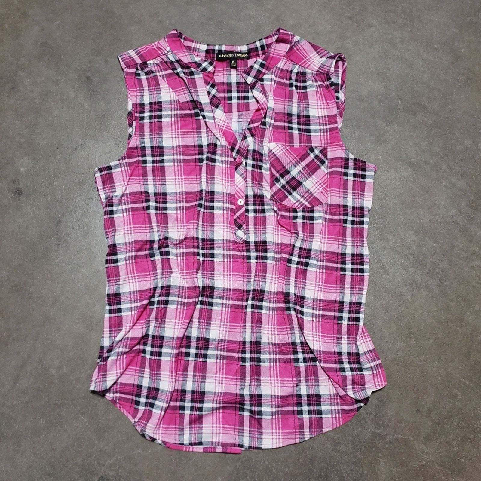 Other Pink Plaid | ALWAYS INDIGO | Button Detailed Tank Size XL / US 12-14 / IT 48-50 - 1 Thumbnail
