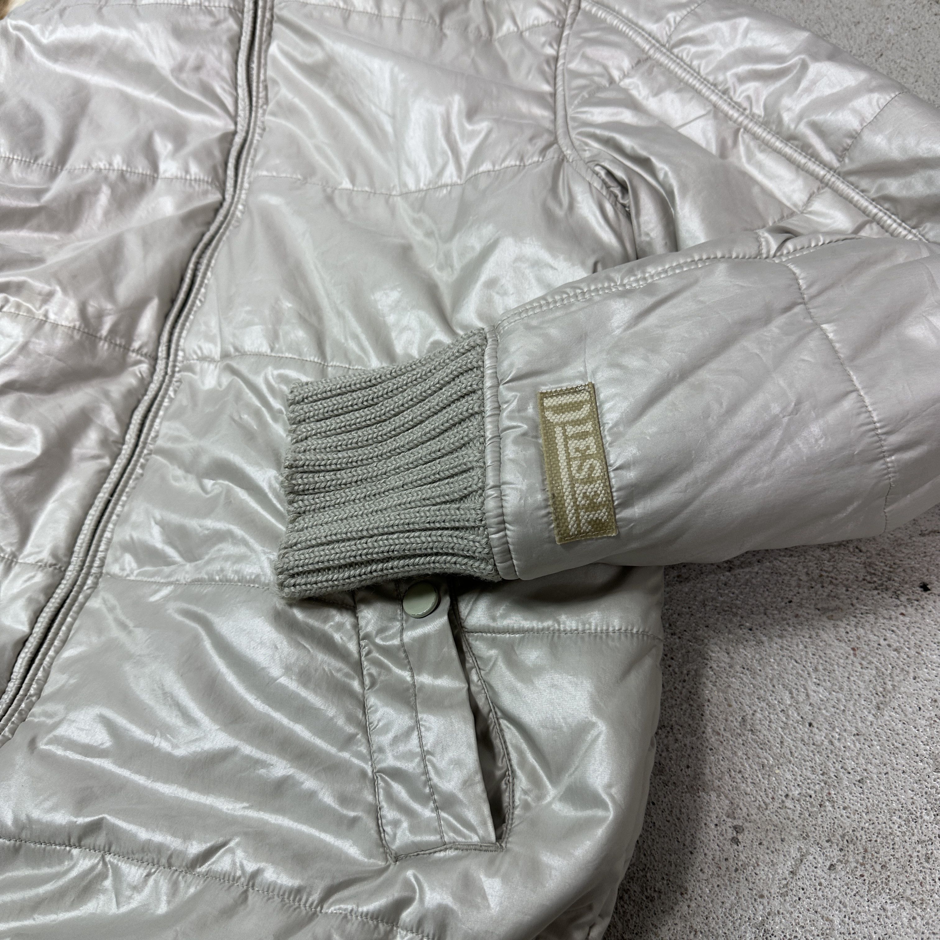 Diesel Vintage Silver Chrome Oversized Diesel Puffer Jacket Y2K Size L / US 10 / IT 46 - 7 Thumbnail