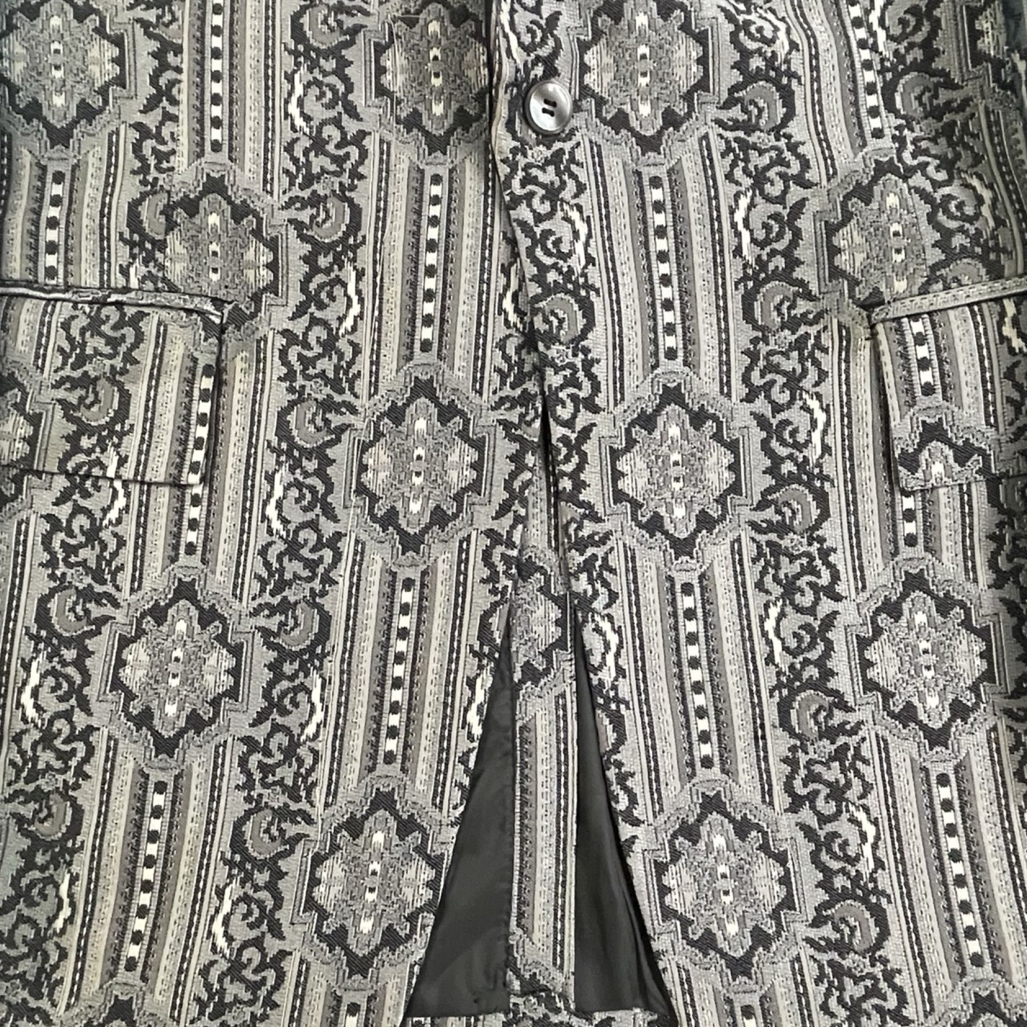 Vintage Vintage 1950s Silver Print Tuxedo Jacket Mens Size 39L Size 38L - 8 Thumbnail