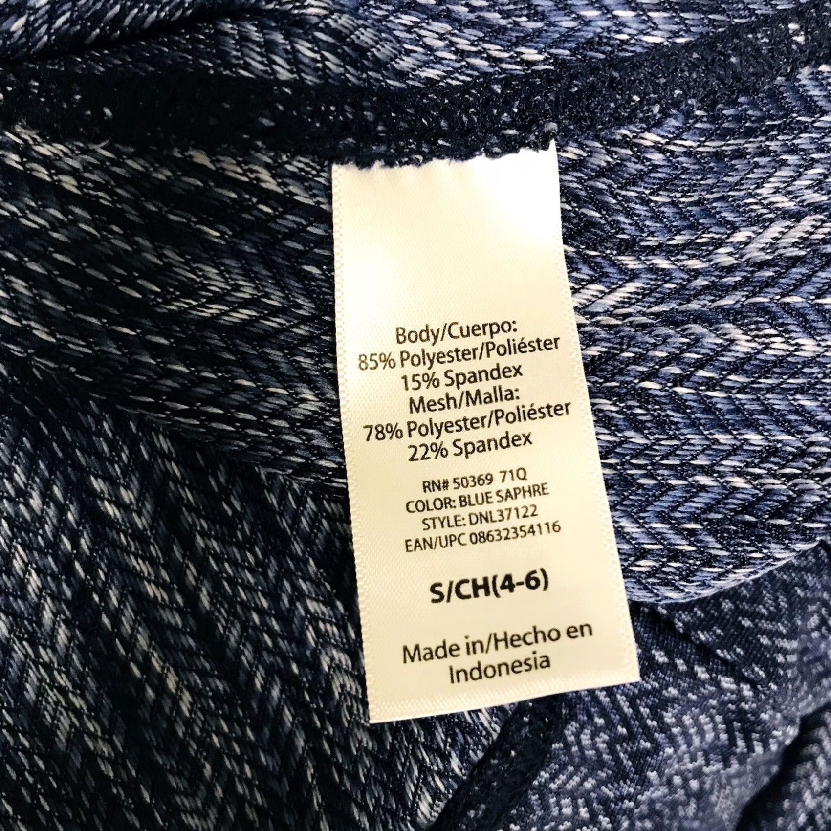 Vintage Danskin Women Capri Leggings S Blue Polyester Blend Spandex Geometric Zigzag Pattern Media Pocket Athletic Activewear Gym Training Size 28" / US 6 / IT 42 - 5 Thumbnail