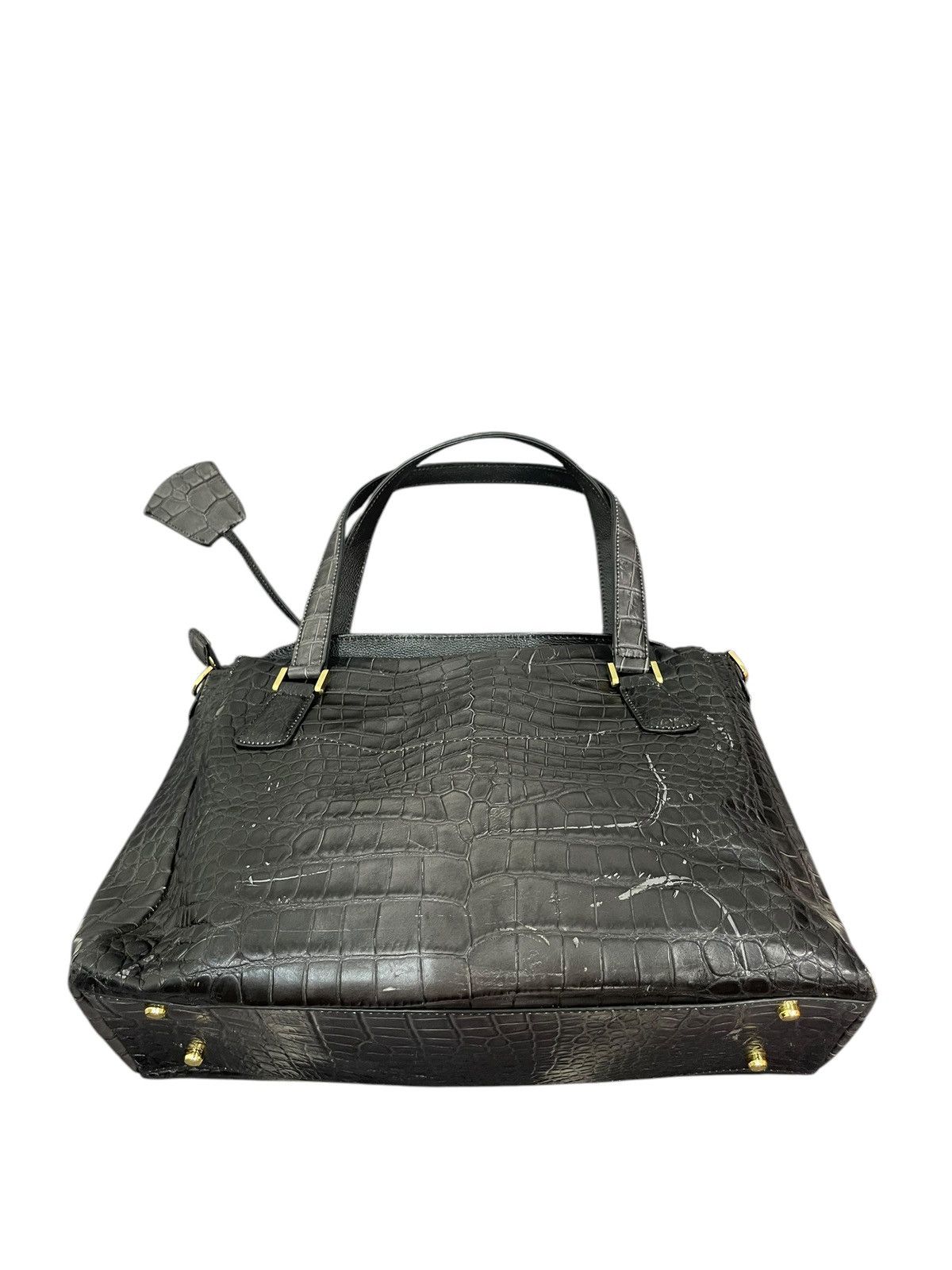 Genuine Leather Crocodile Embossed Patina Leather Jewels Hand Bag 1🟩4 Size ONE SIZE - 12 Thumbnail