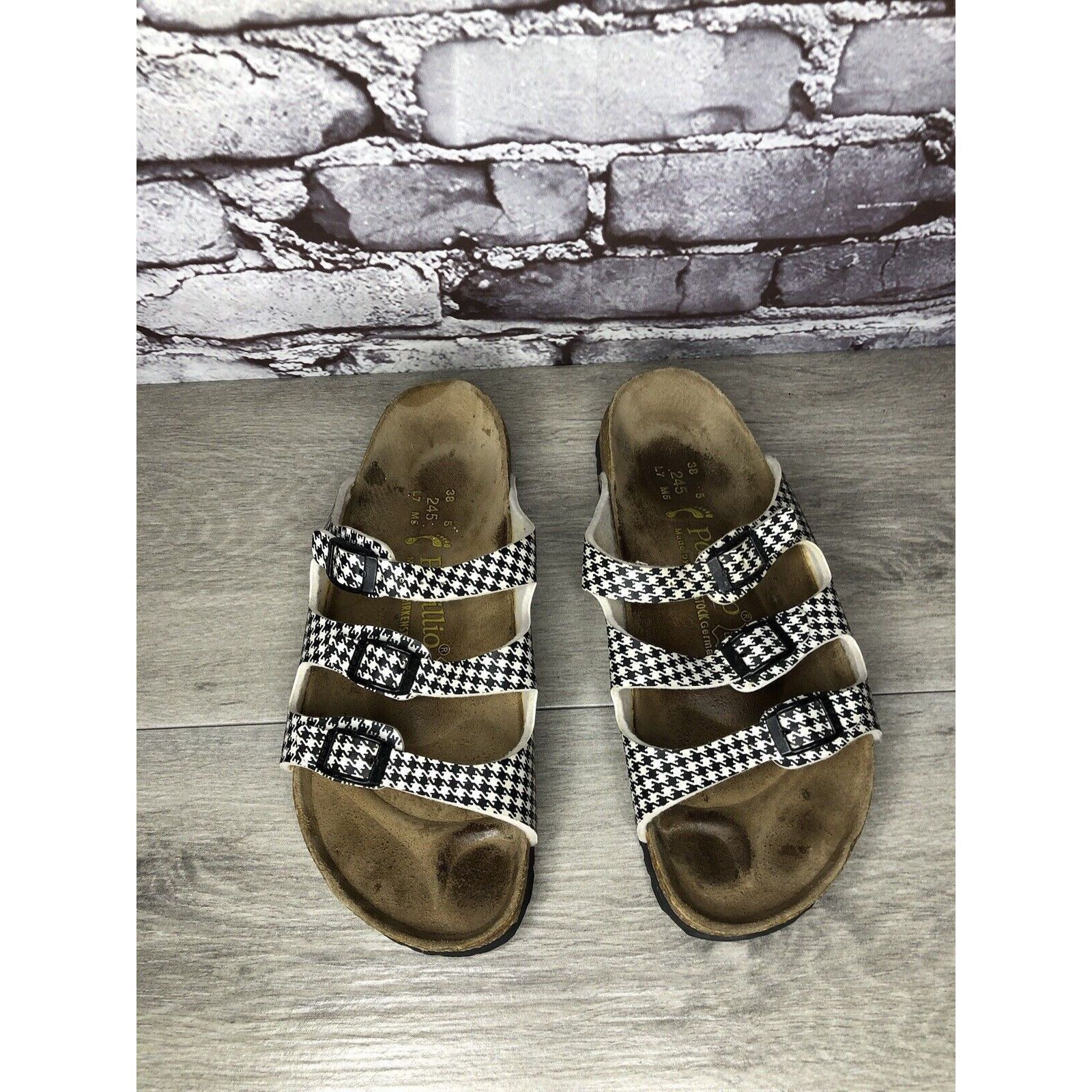 Birkenstock BIRKENSTOCK PAPILLIO Black White Leather Footbed Sandals Wom Size US 8 / IT 38 - 24 Thumbnail