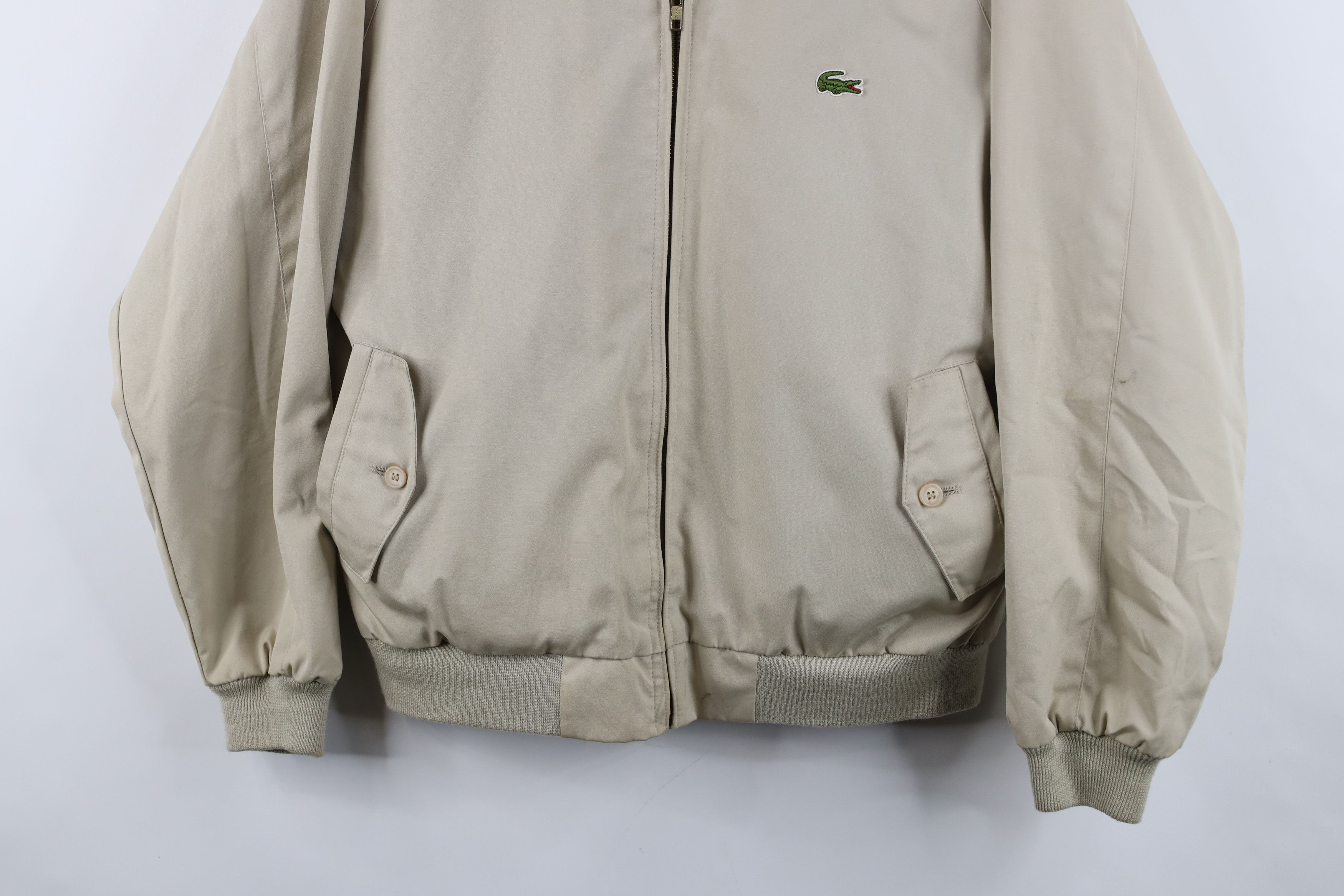 Lacoste Vintage 80s Izod Lacoste Racer Bomber Jacket Beige Khaki Size US M / EU 48-50 / 2 - 3 Thumbnail