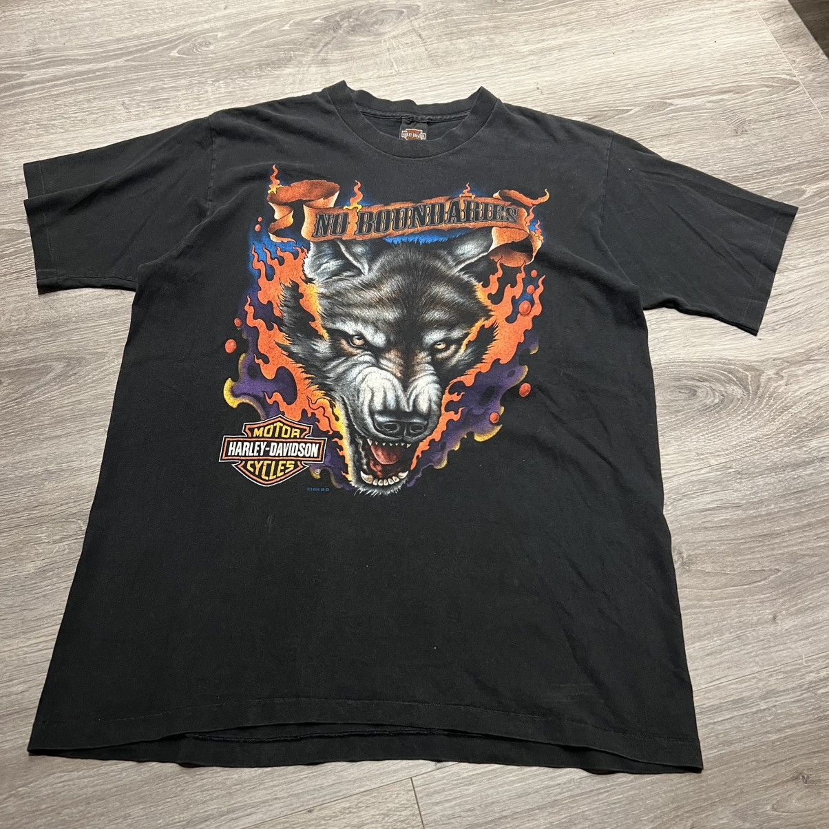Vintage Vintage 1996 Harley Davidson wild Flames t shirt sturgis Size US L / EU 52-54 / 3 - 8 Thumbnail