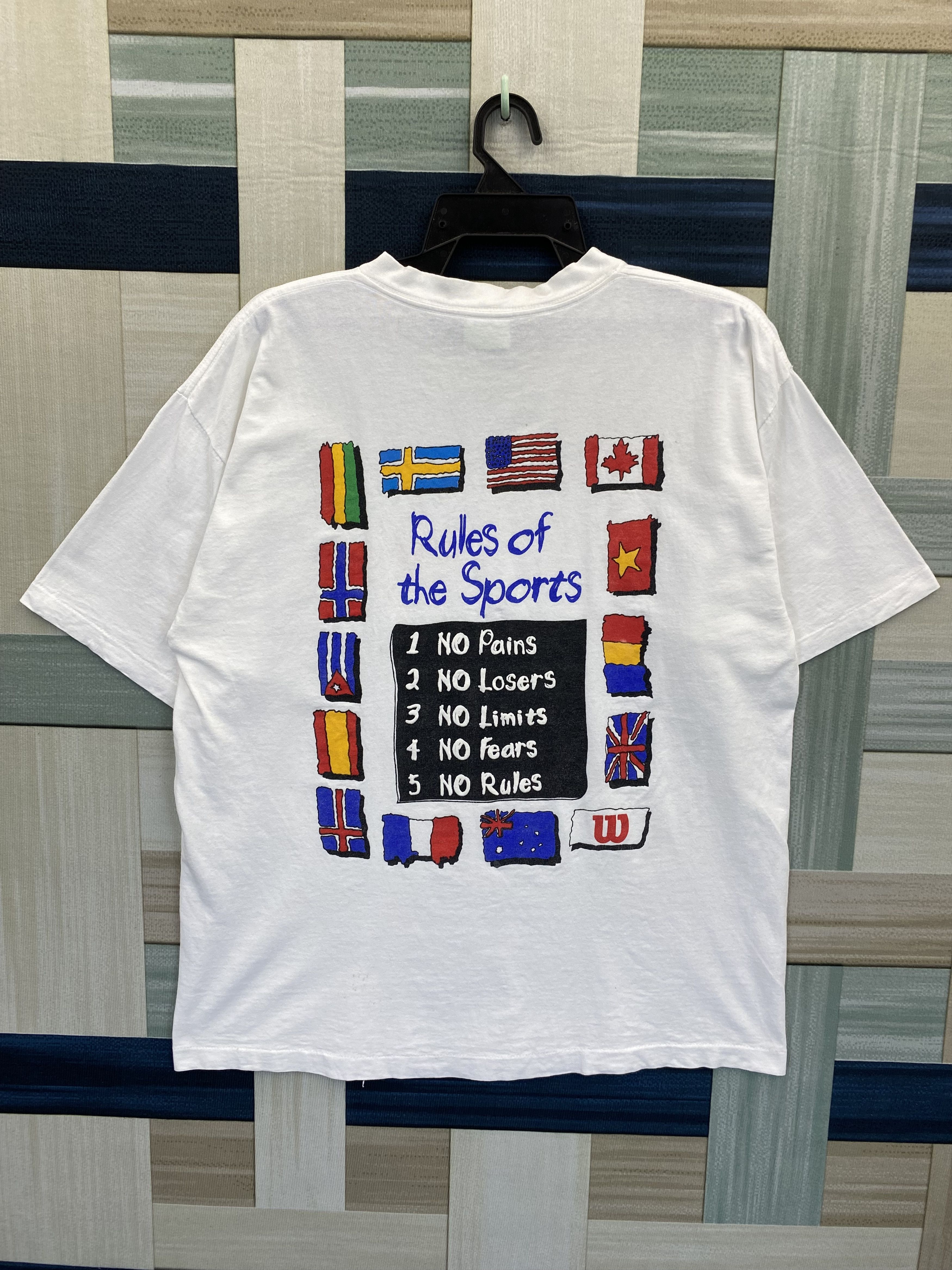 Wilson Vintage 90's Wilson Rules Of Sports Backhit T-Shirt Size US L / EU 52-54 / 3 - 1 Thumbnail