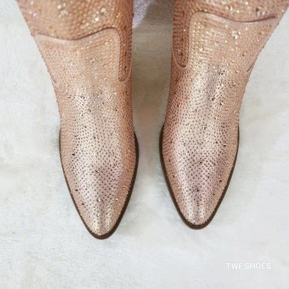 Other Dolly Rose Gold Rhinestone Glitter Cowgirl Country Glam West Size US 6 / IT 36 - 4 Thumbnail