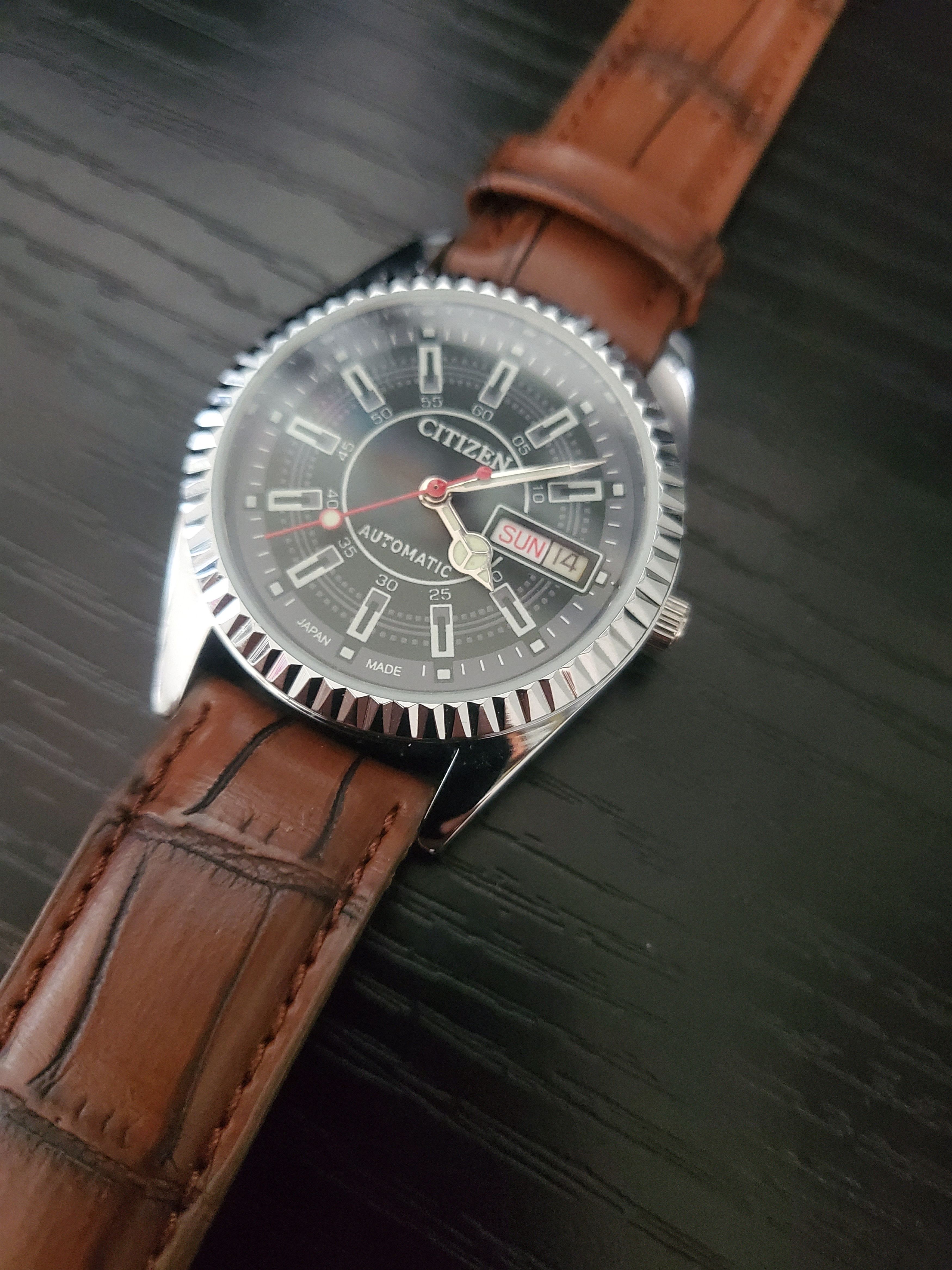 image of Citizen Eagle 7 Am147 Automatic Men's Vintage Watch in Black/Silver/Brown