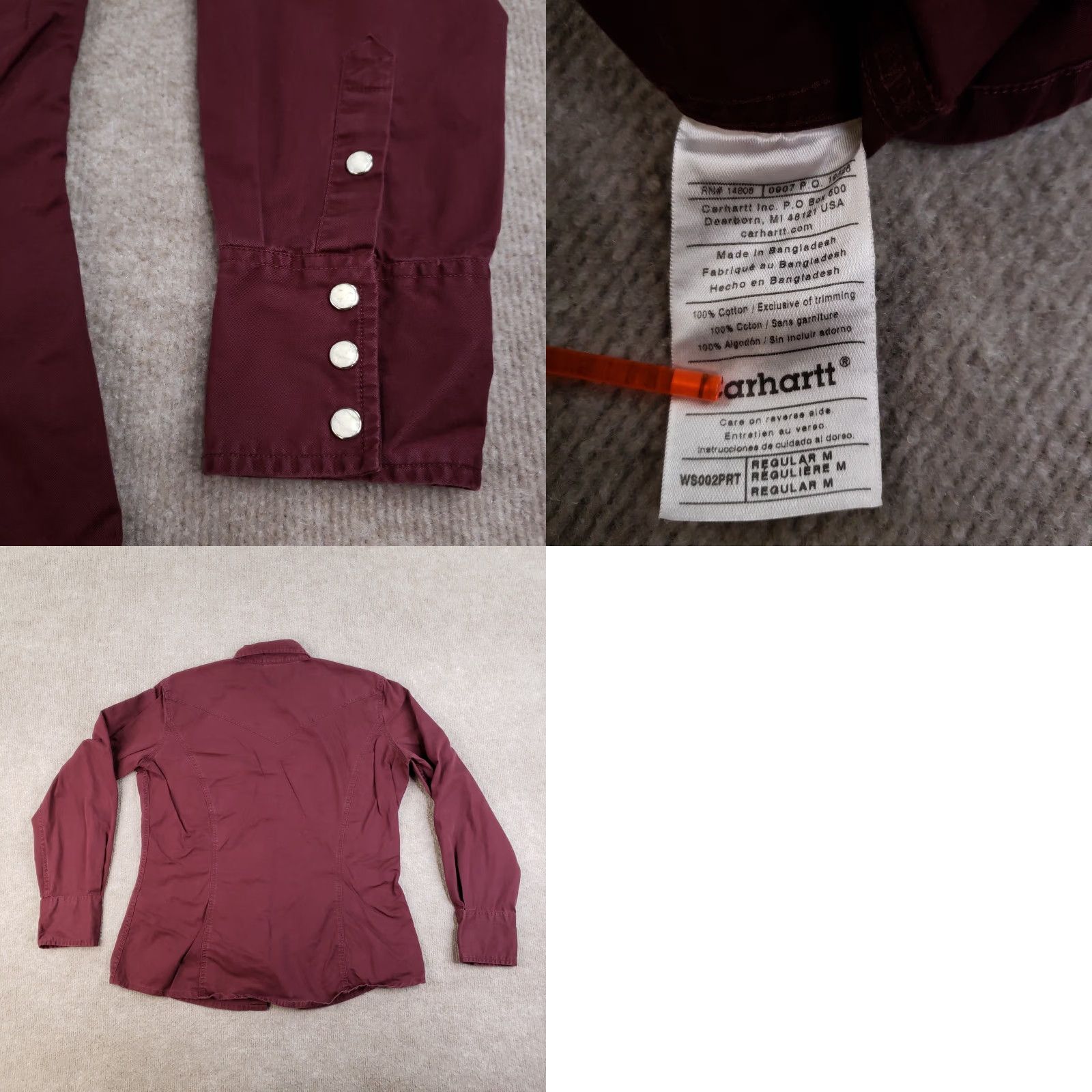 Carhartt Carhartt Women's Medium Red Pearl Snap Western Long Sleeve Button-Up Shirt Size M / US 6-8 / IT 42-44 - 8 Thumbnail