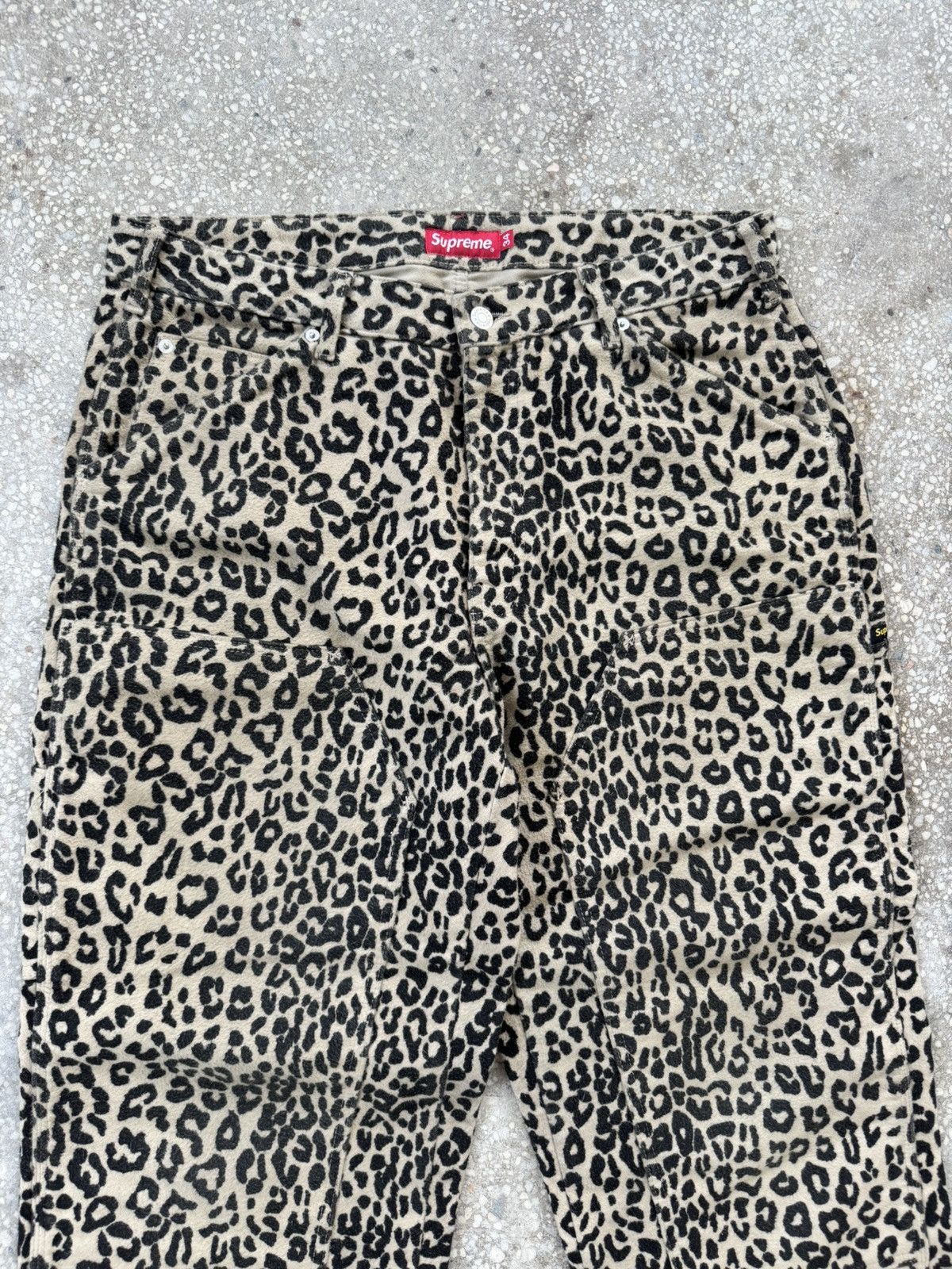 Supreme FW22 KINDERMANN GMBH COTTON MOLESKIN DOUBLE KNEE LEOPARD Size US 34 / EU 50 - 7 Thumbnail