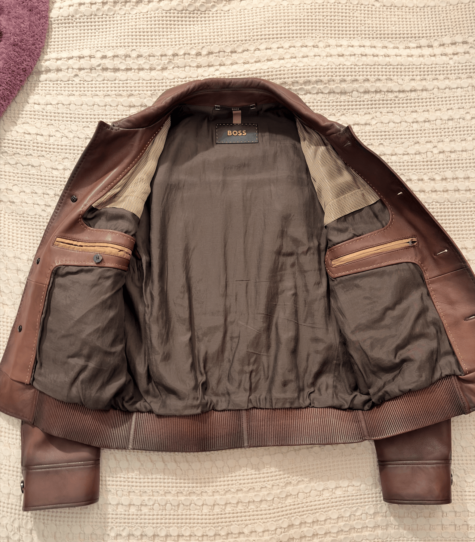 Hugo Boss BOSS Camel Nappa Leather Aviator Jacket HandWaxed Calfskin Size US M / EU 48-50 / 2 - 3 Thumbnail