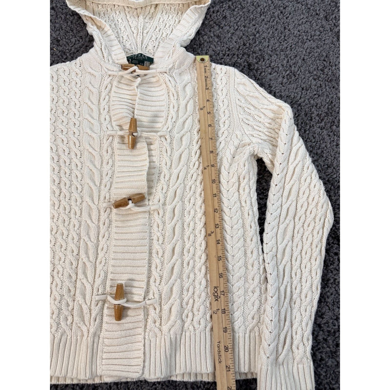 Ralph Lauren VINTAGE Lauren Ralph Lauren Cardigan Sweater Womens Petite Small Hooded Ivory Cotton Shirt? Size S / US 4 / IT 40 - 2 Thumbnail