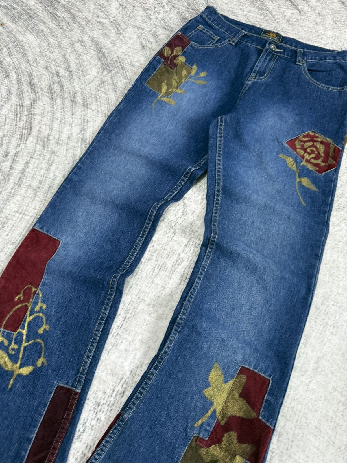 Japanese Brand × Tornado Mart Tornado Mart Style Patch Work Flared Jeans Route 66 Size US 28 / EU 44 - 4 Thumbnail