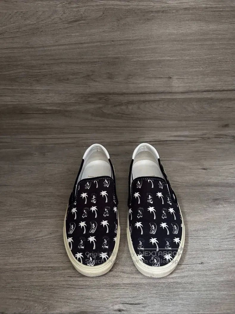 Saint Laurent Paris Saint Laurent Paris Black Palm Tree Low Top Sneakers Size US 7.5 / EU 40-41 - 2 Thumbnail