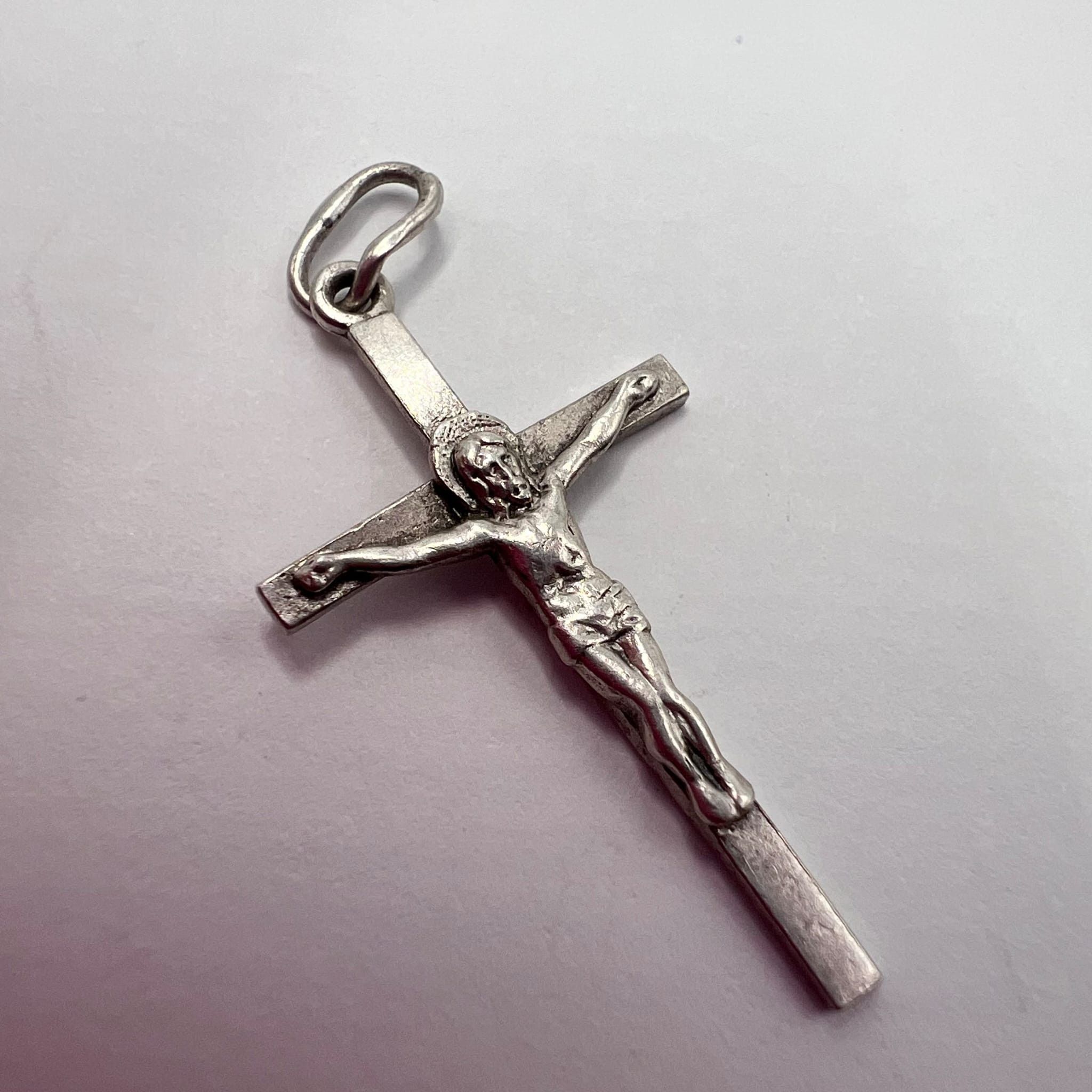 Vintage Solid 925 Sterling Silver Jesus Cross Pendant 1.35g Size ONE SIZE - 6 Thumbnail