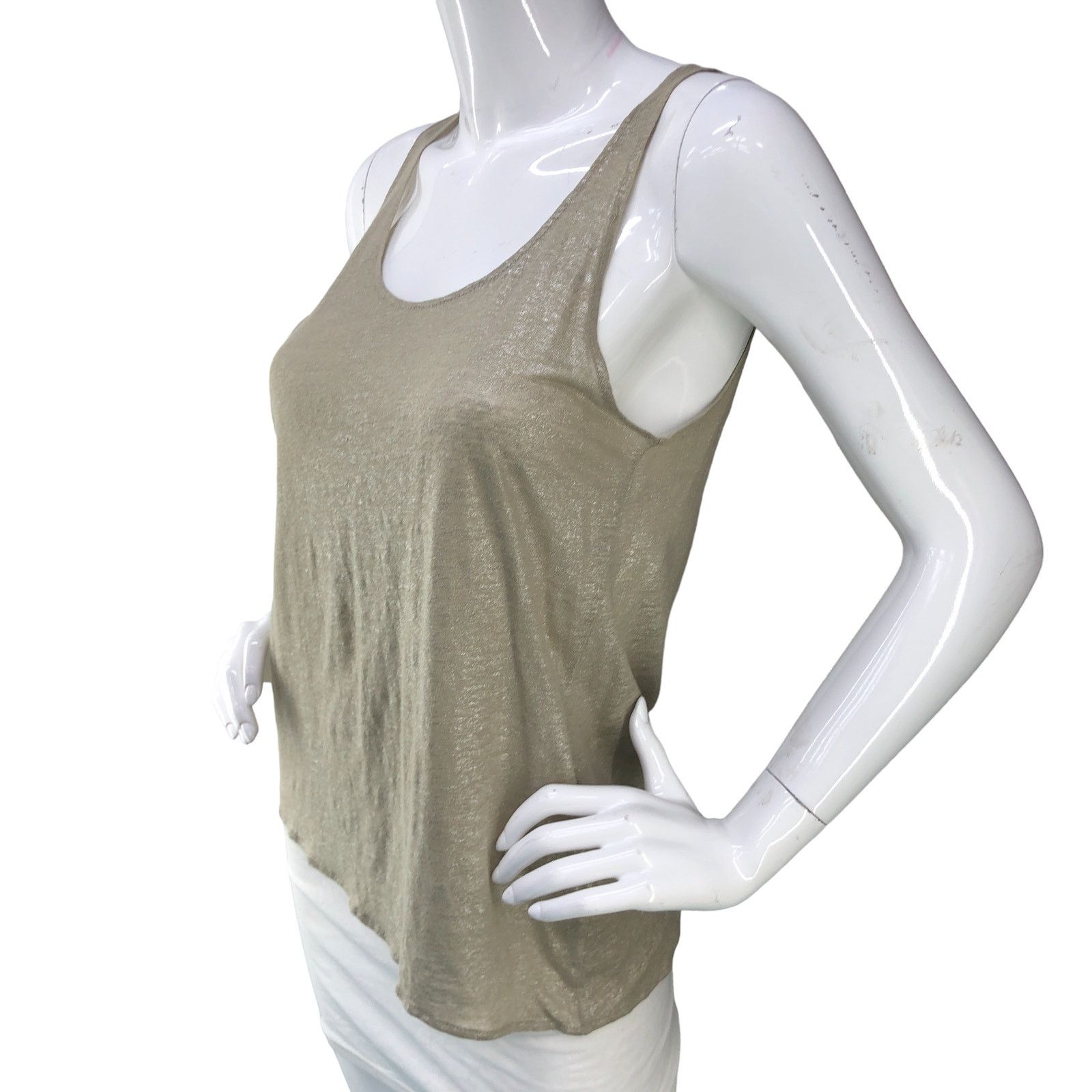 MAJESTIC FILATURES Majestic Paris Size 1 US XS Tank Top Linen Scoop Neck Khaki Size XS / US 0-2 / IT 36-38 - 4 Thumbnail